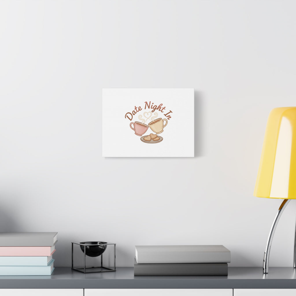 Date Night In Canvas, cozy couple, candlelit snuggle wall art