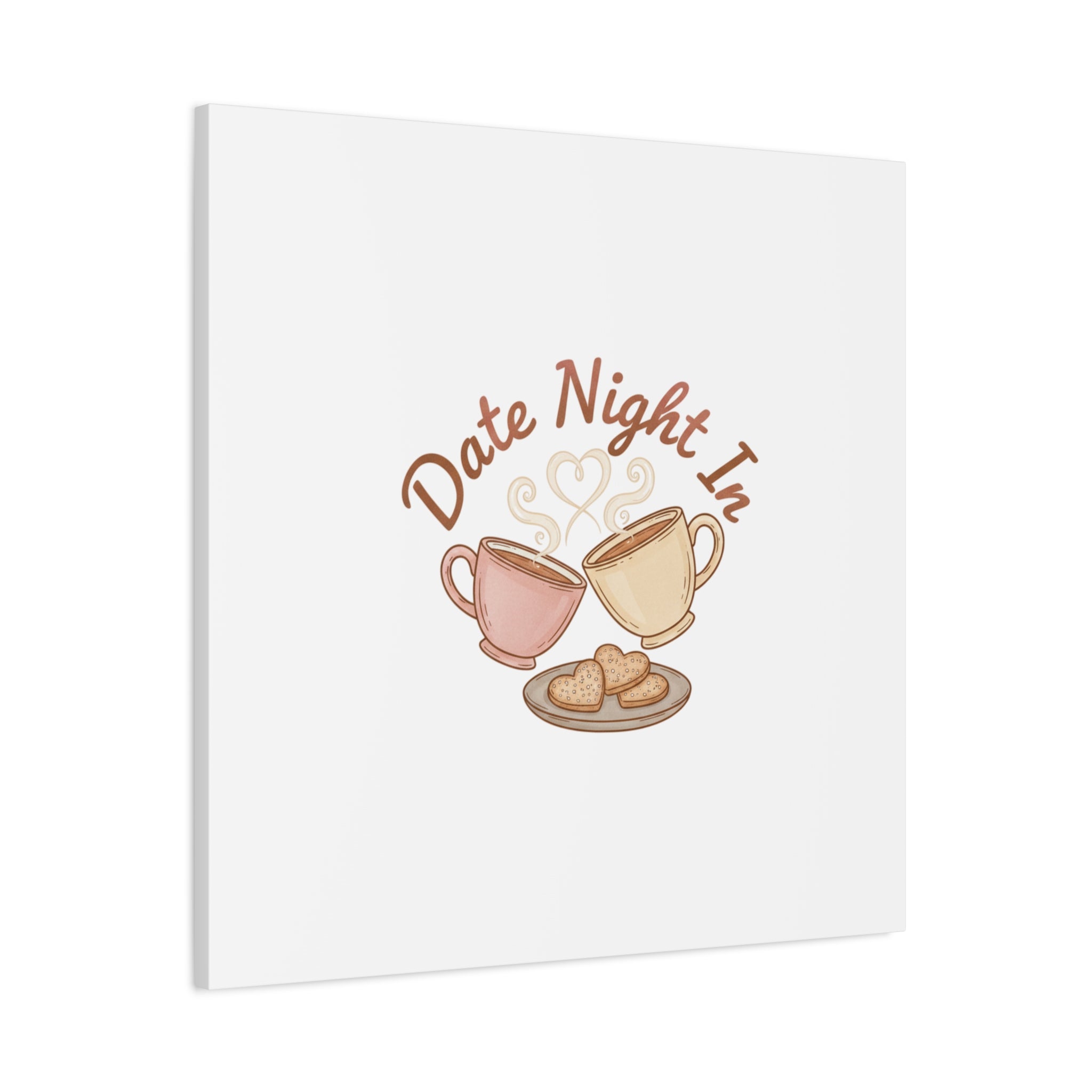 Date Night In Canvas, cozy couple, candlelit snuggle wall art