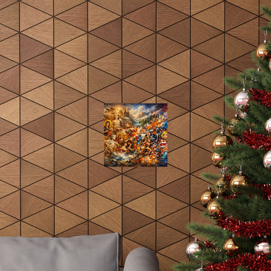 Collage Art Poster — Pop Culture & Classical Montage Matte Vertical Print