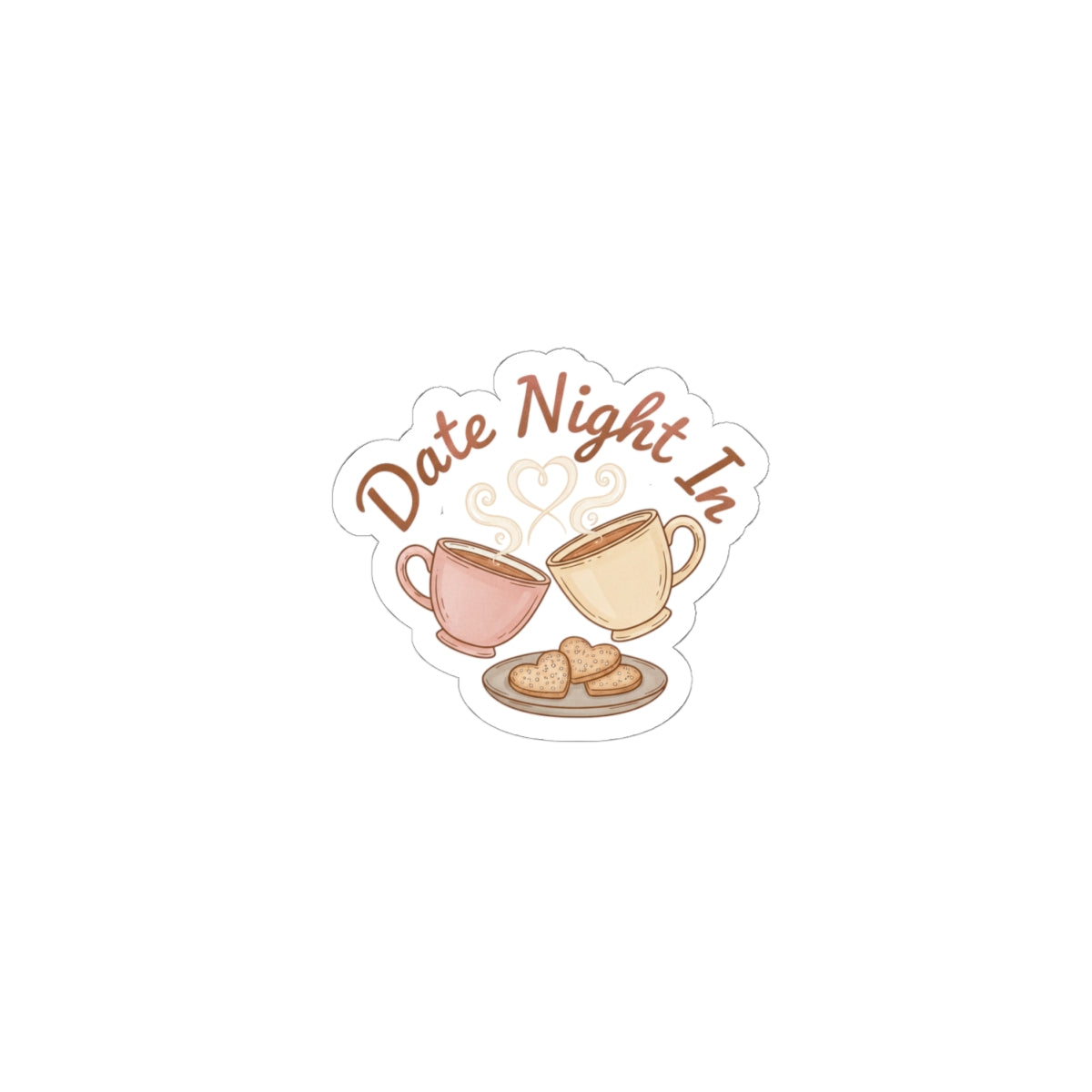 Date Night In Sticker | Cozy Couple, candlelit snuggle kiss-cut sticker