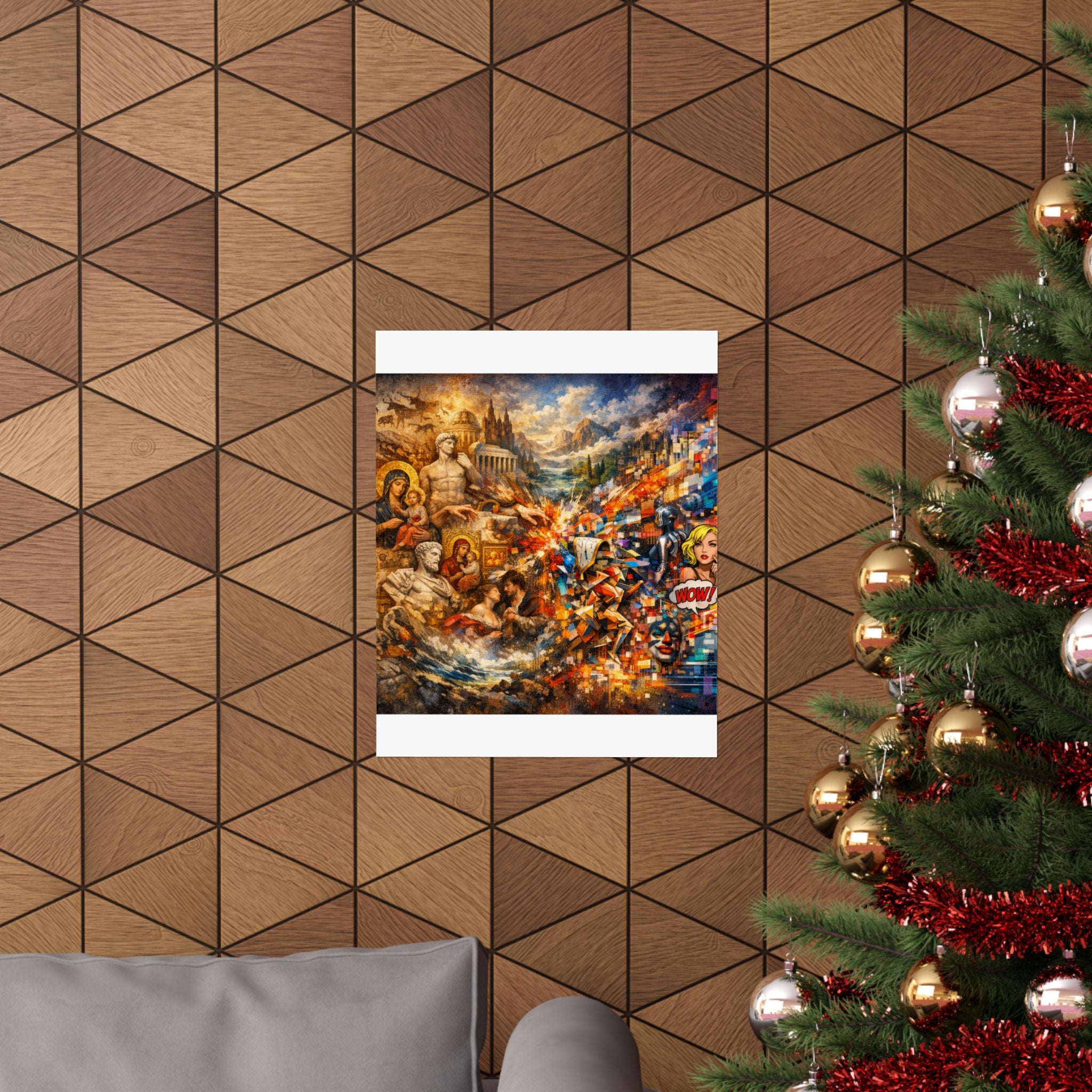 Collage Art Poster — Pop Culture & Classical Montage Matte Vertical Print