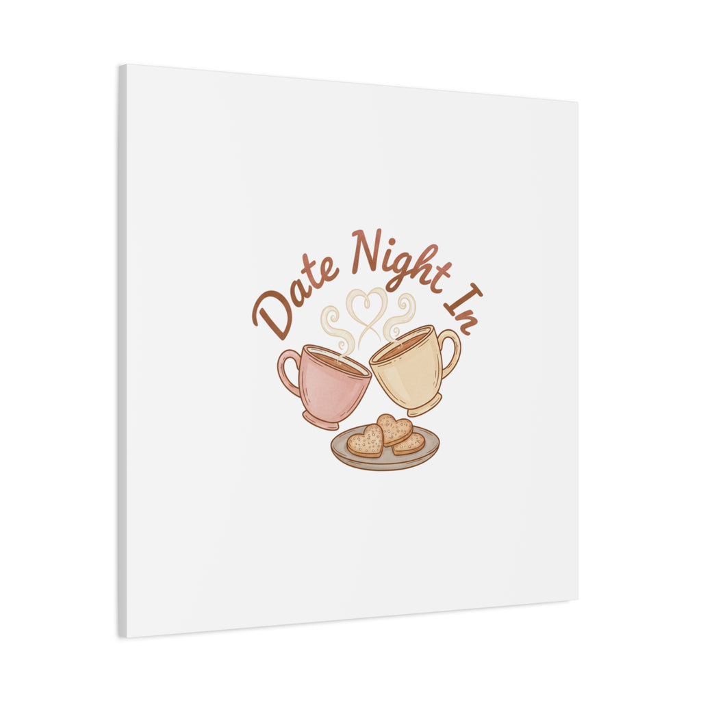 Date Night In Canvas, cozy couple, candlelit snuggle wall art