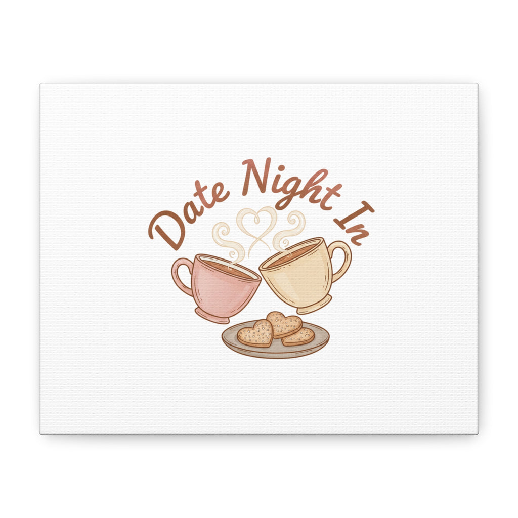 Date Night In Canvas, cozy couple, candlelit snuggle wall art