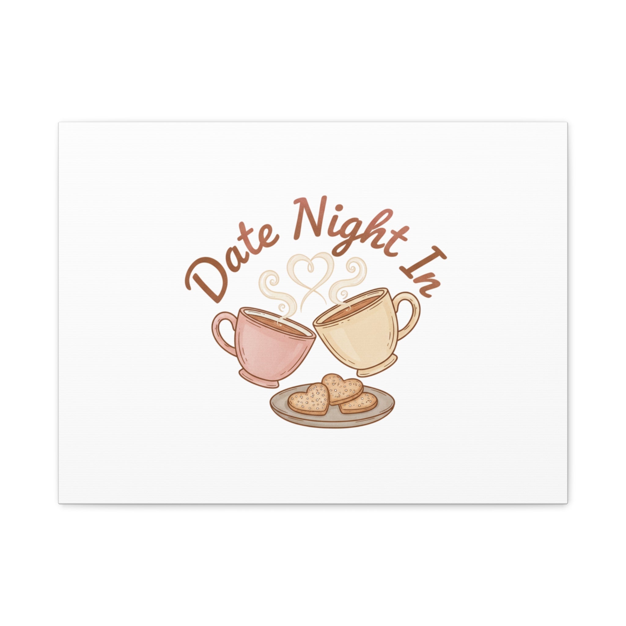 Date Night In Canvas, cozy couple, candlelit snuggle wall art