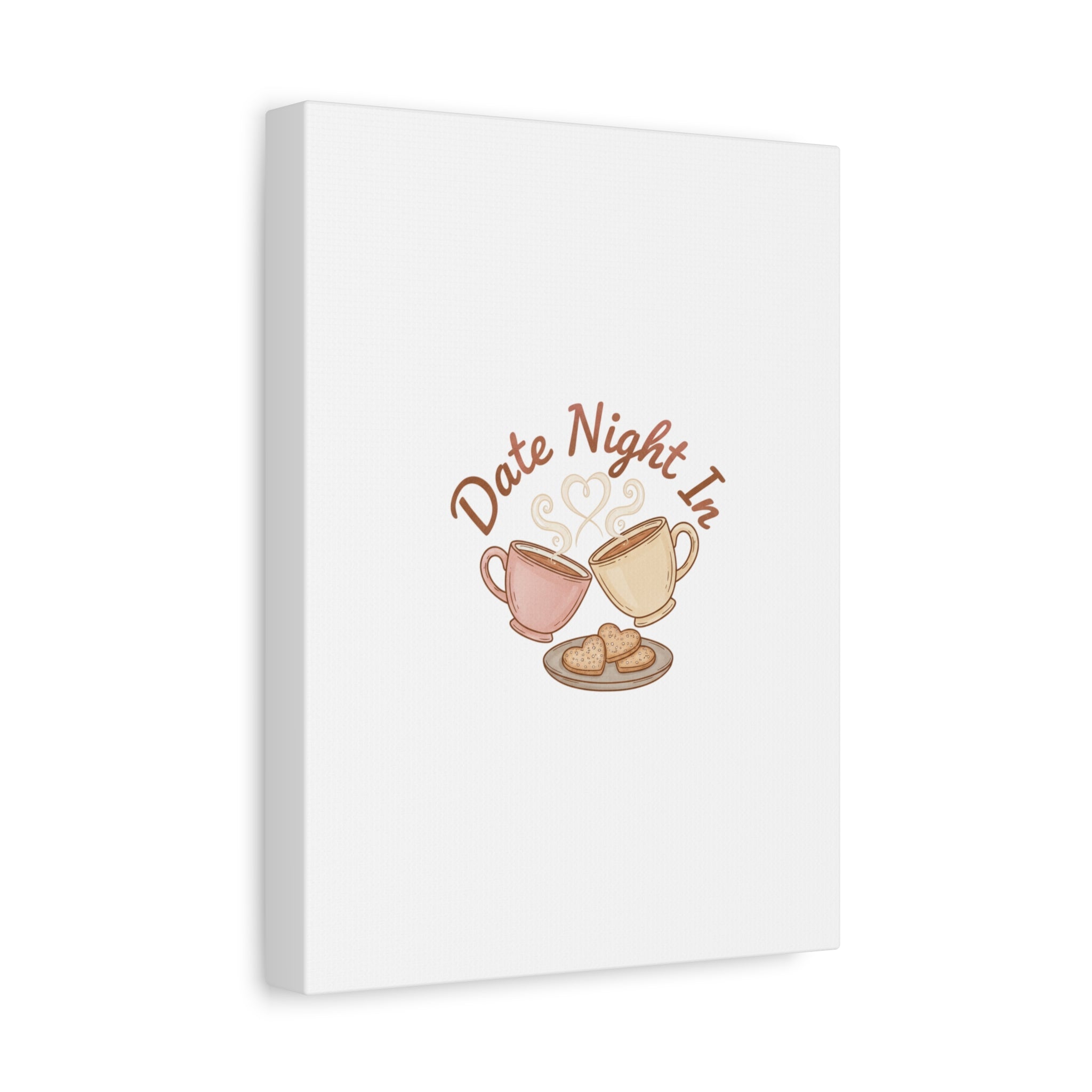 Date Night In Canvas, cozy couple, candlelit snuggle wall art