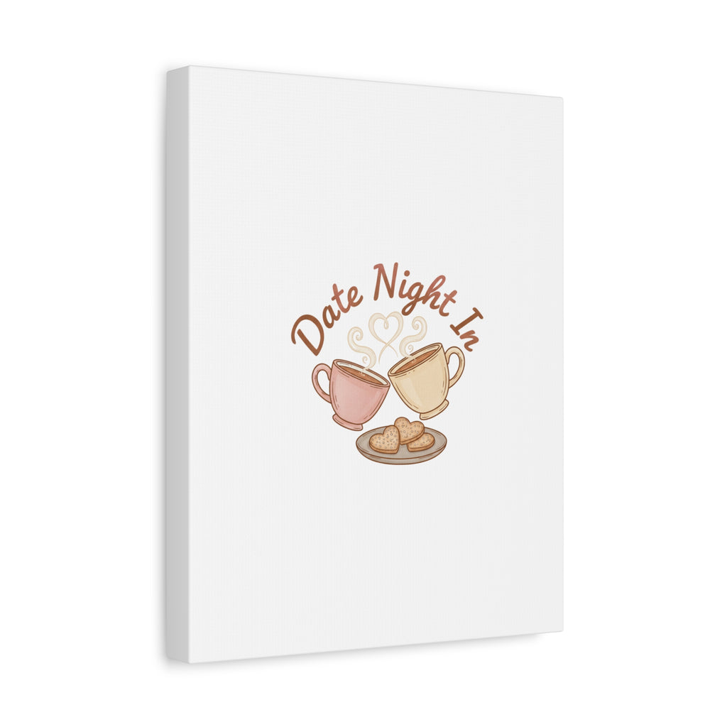 Date Night In Canvas, cozy couple, candlelit snuggle wall art