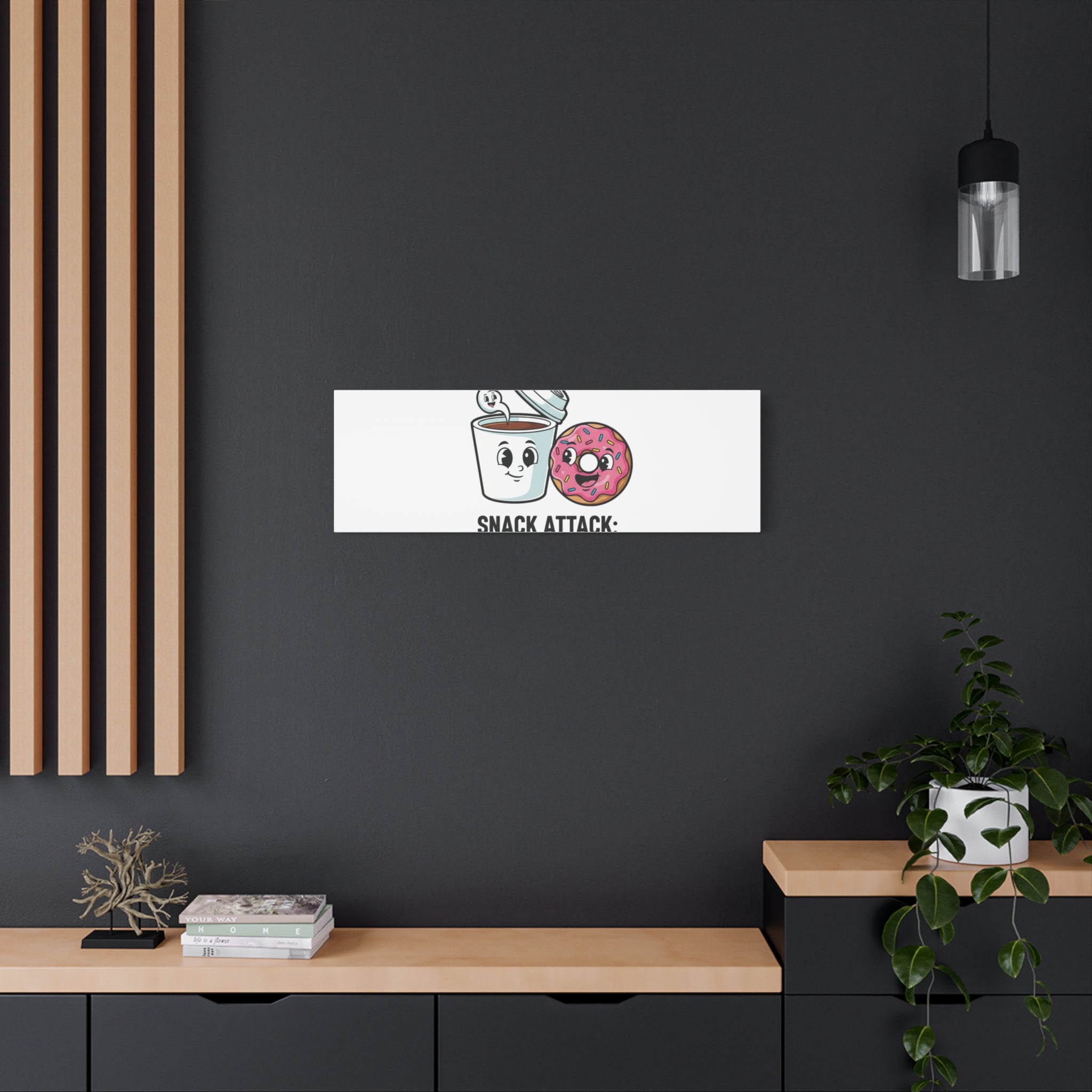 Snack Attack: Fueling Office Jokes Canvas | office humor, coffee fuel