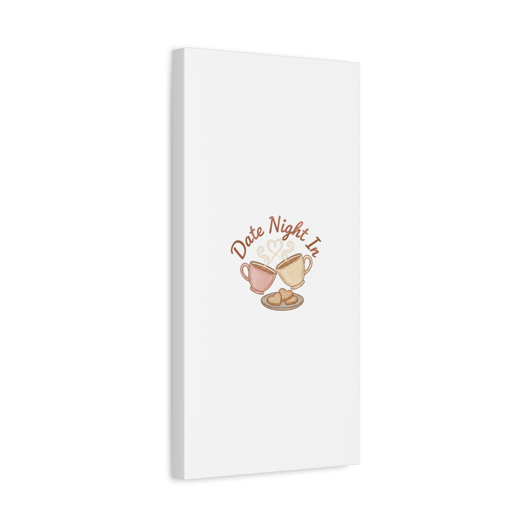 Date Night In Canvas, cozy couple, candlelit snuggle wall art