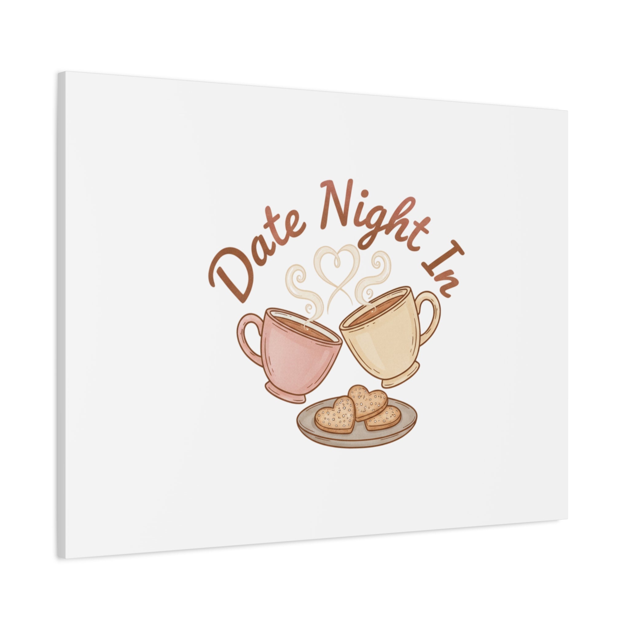 Date Night In Canvas, cozy couple, candlelit snuggle wall art