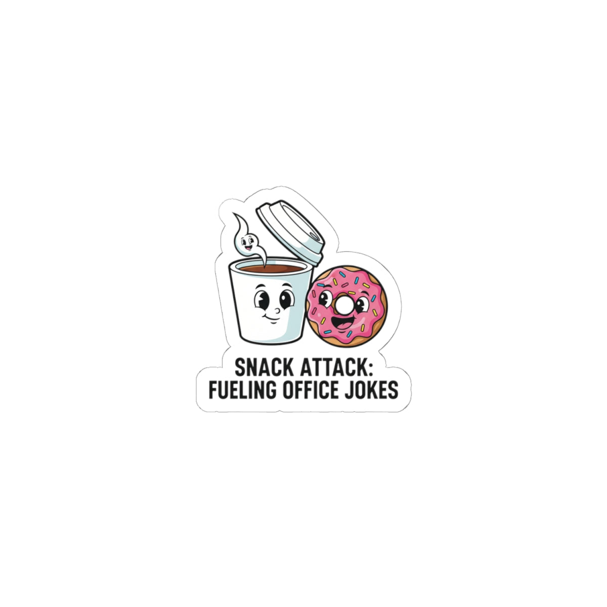 Snack Attack: Fueling Office Jokes Kiss-Cut Stickers | office humor, coffee fuel