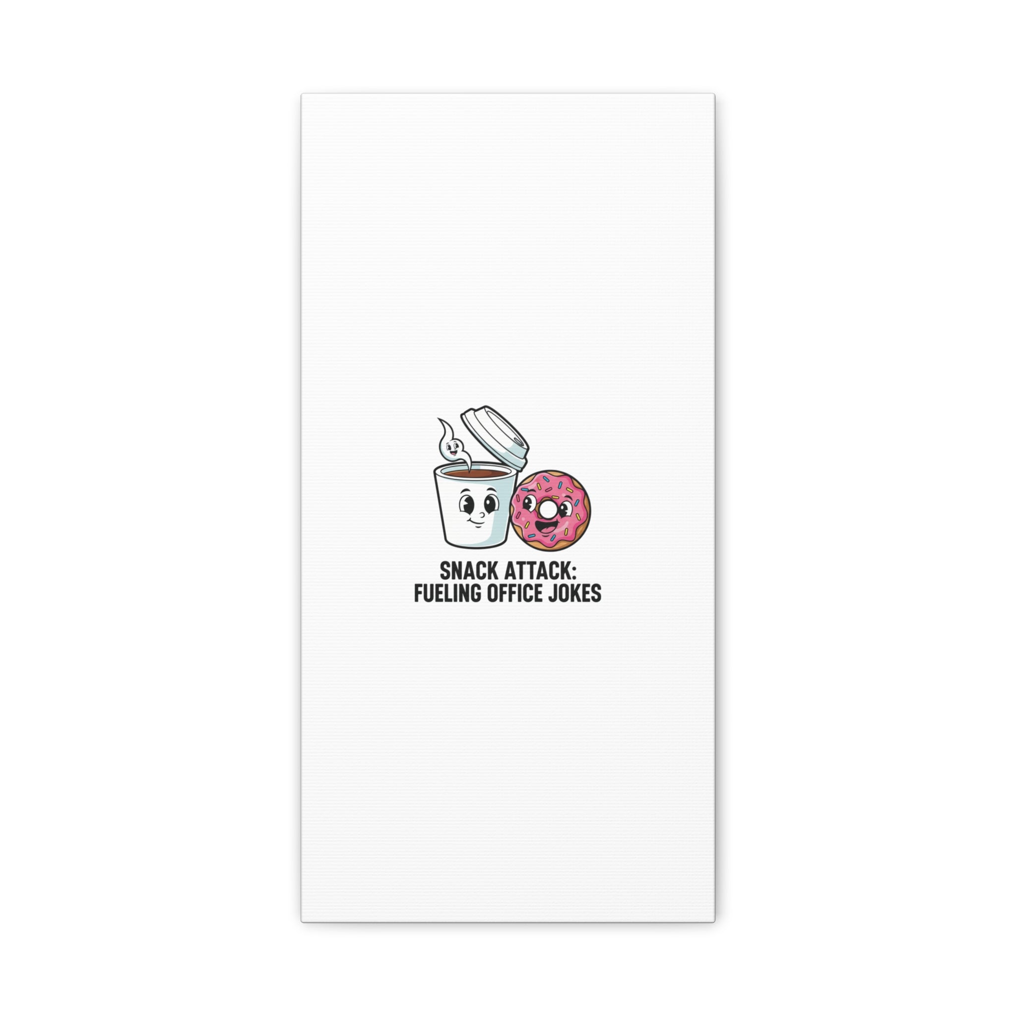 Snack Attack: Fueling Office Jokes Canvas | office humor, coffee fuel