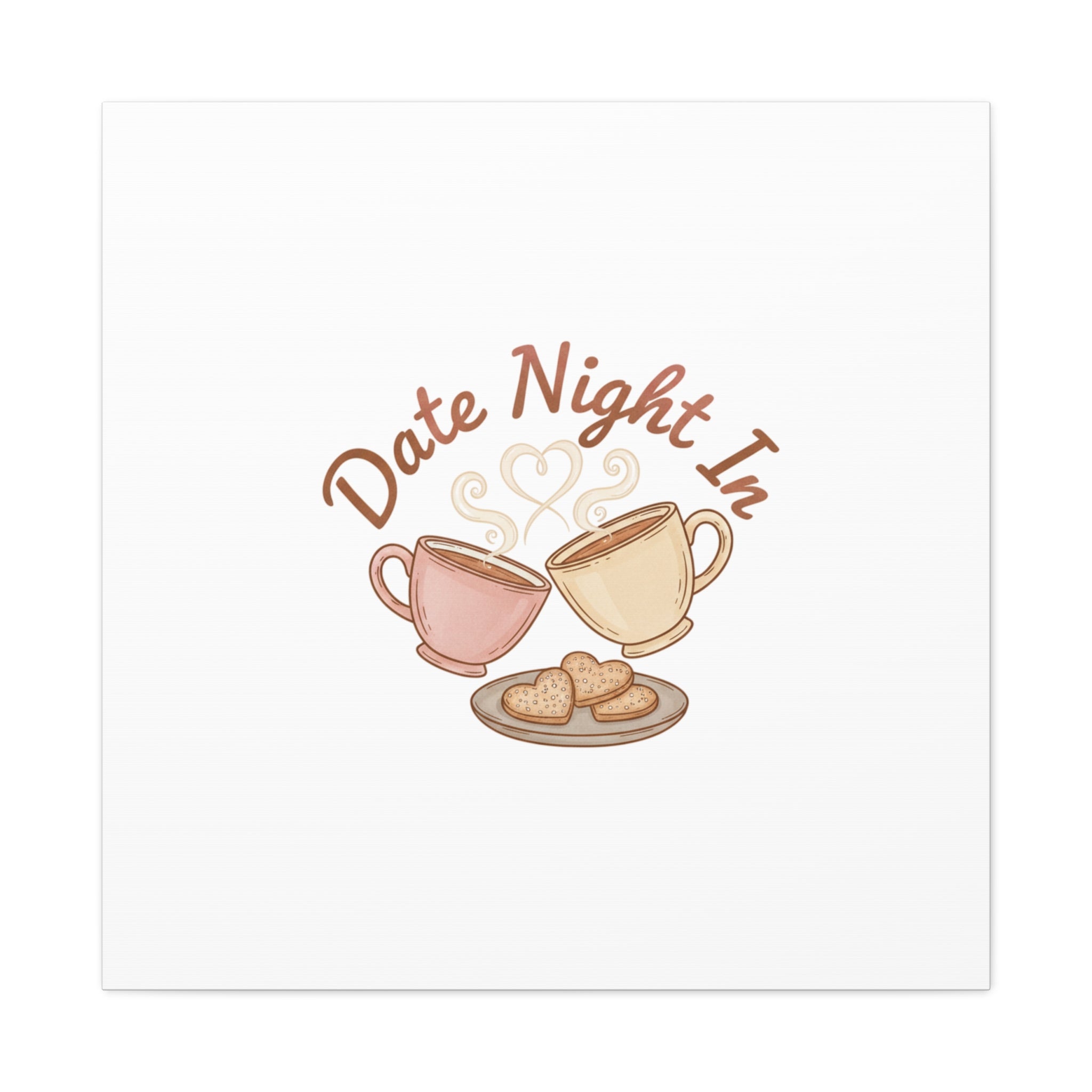 Date Night In Canvas, cozy couple, candlelit snuggle wall art