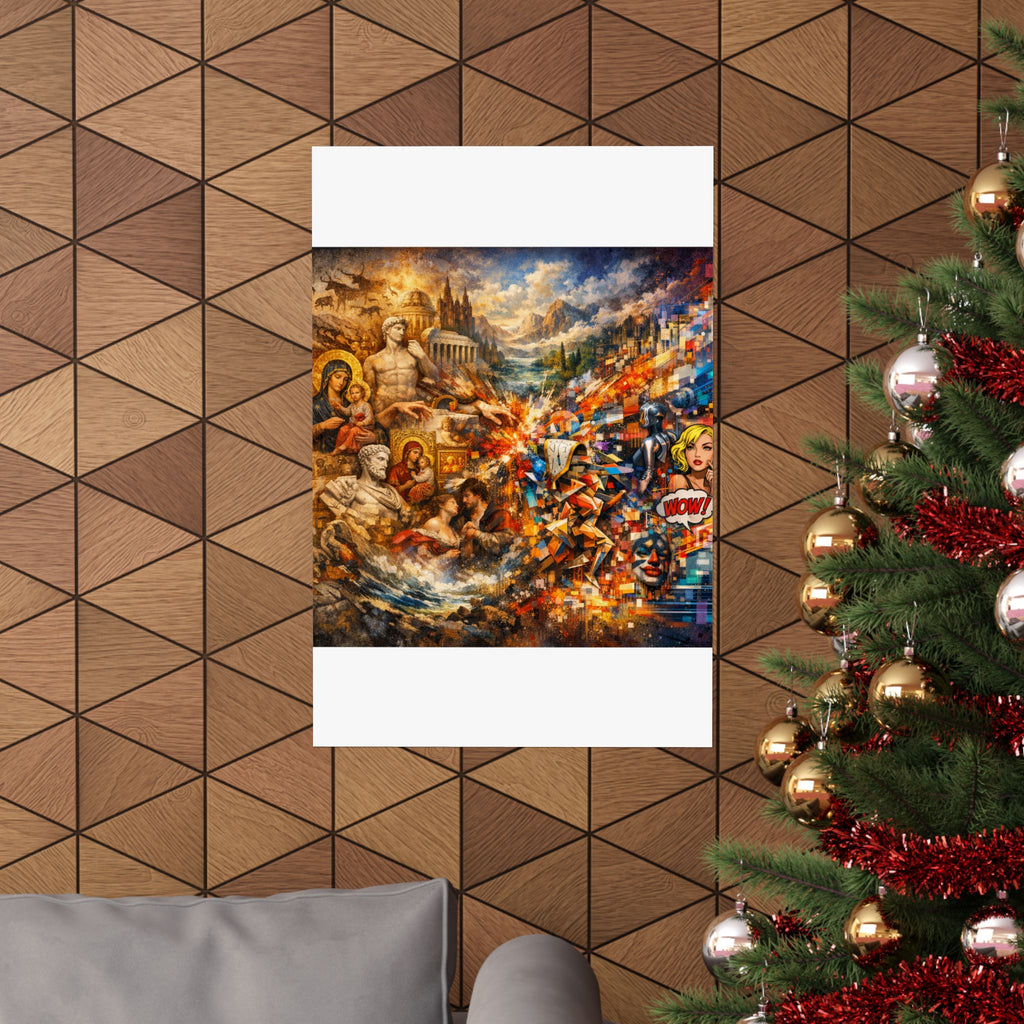 Collage Art Poster — Pop Culture & Classical Montage Matte Vertical Print