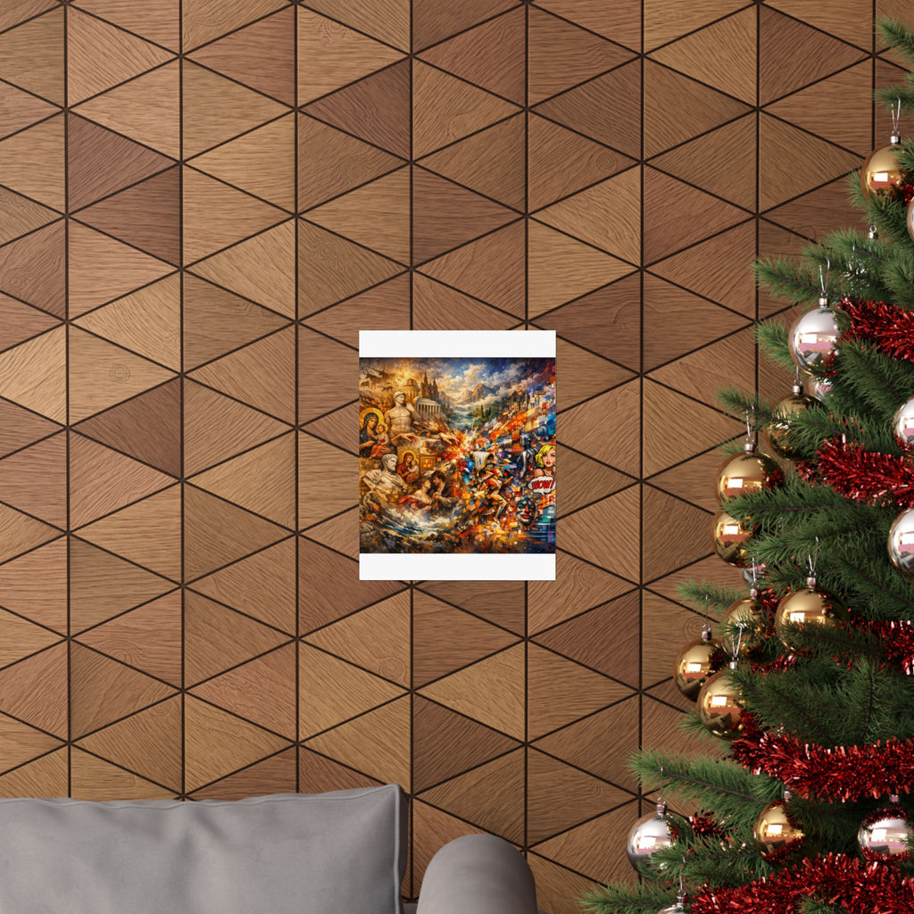 Collage Art Poster — Pop Culture & Classical Montage Matte Vertical Print