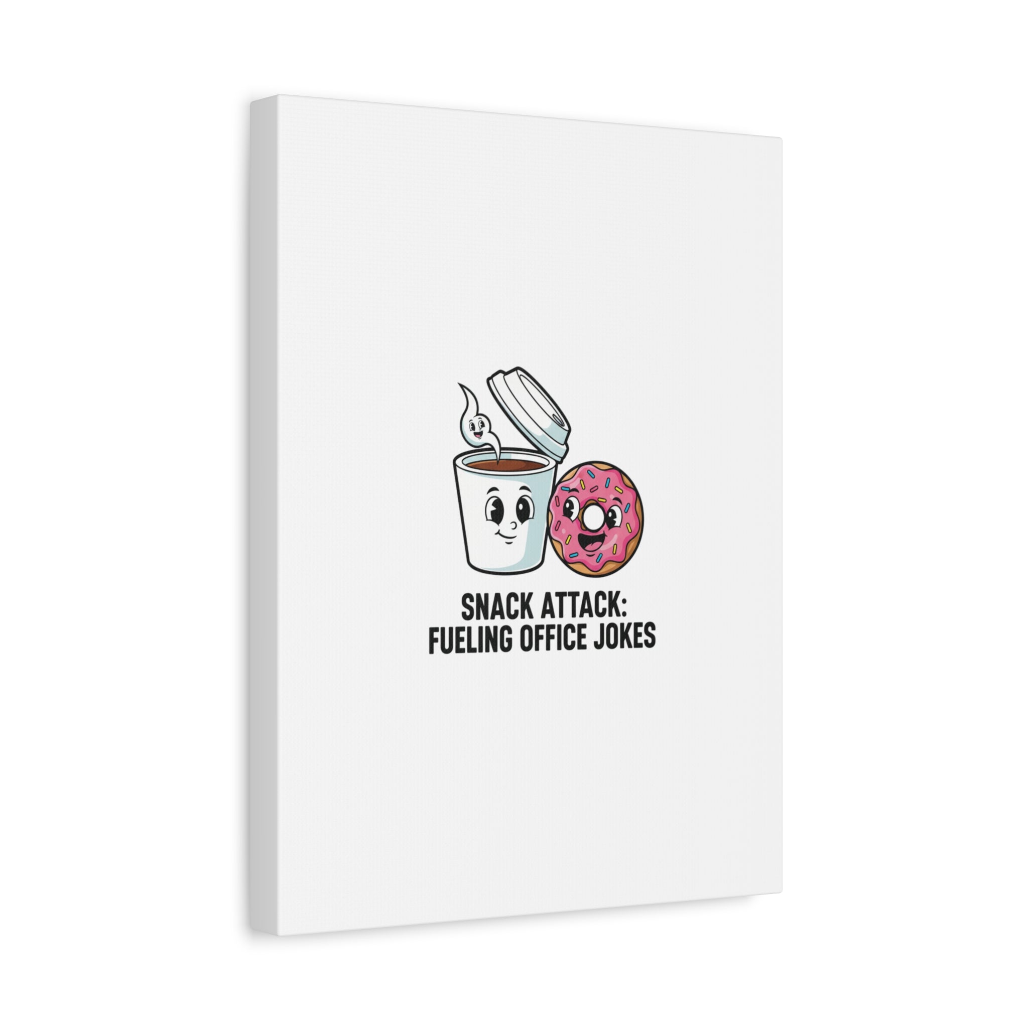 Snack Attack: Fueling Office Jokes Canvas | office humor, coffee fuel
