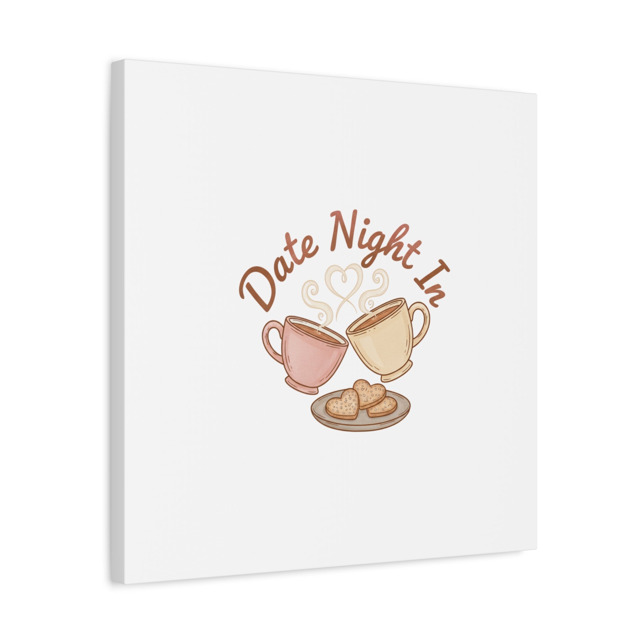 Date Night In Canvas, cozy couple, candlelit snuggle wall art