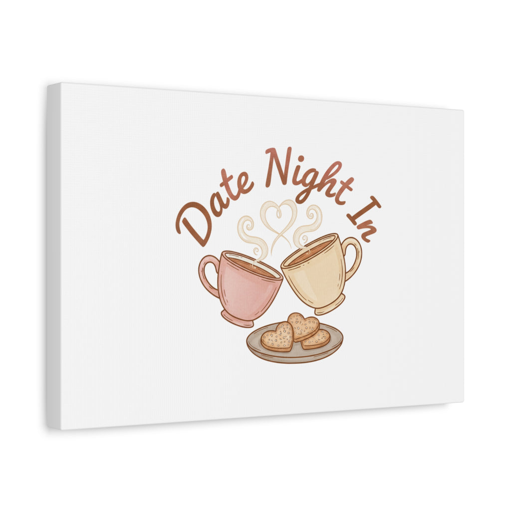 Date Night In Canvas, cozy couple, candlelit snuggle wall art
