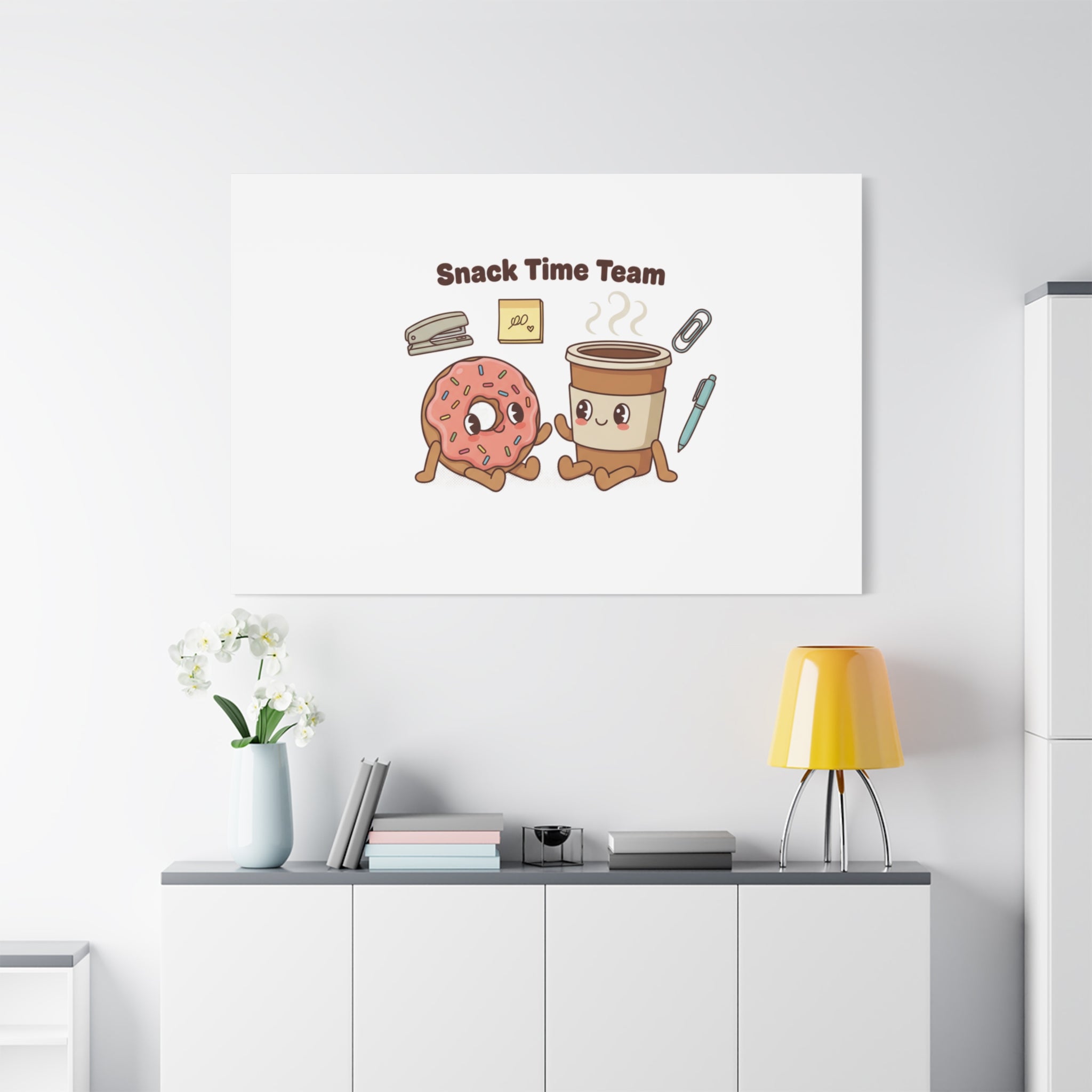 Snack Time Team Canvas | office humor, coffee fuel