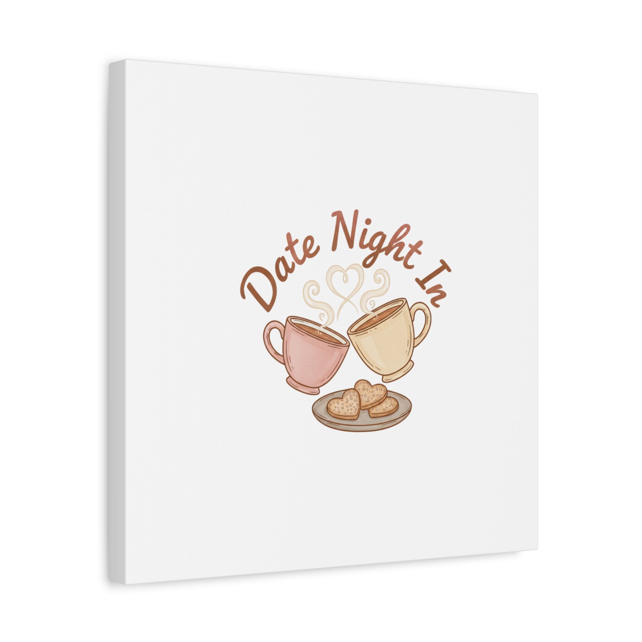 Date Night In Canvas, cozy couple, candlelit snuggle wall art