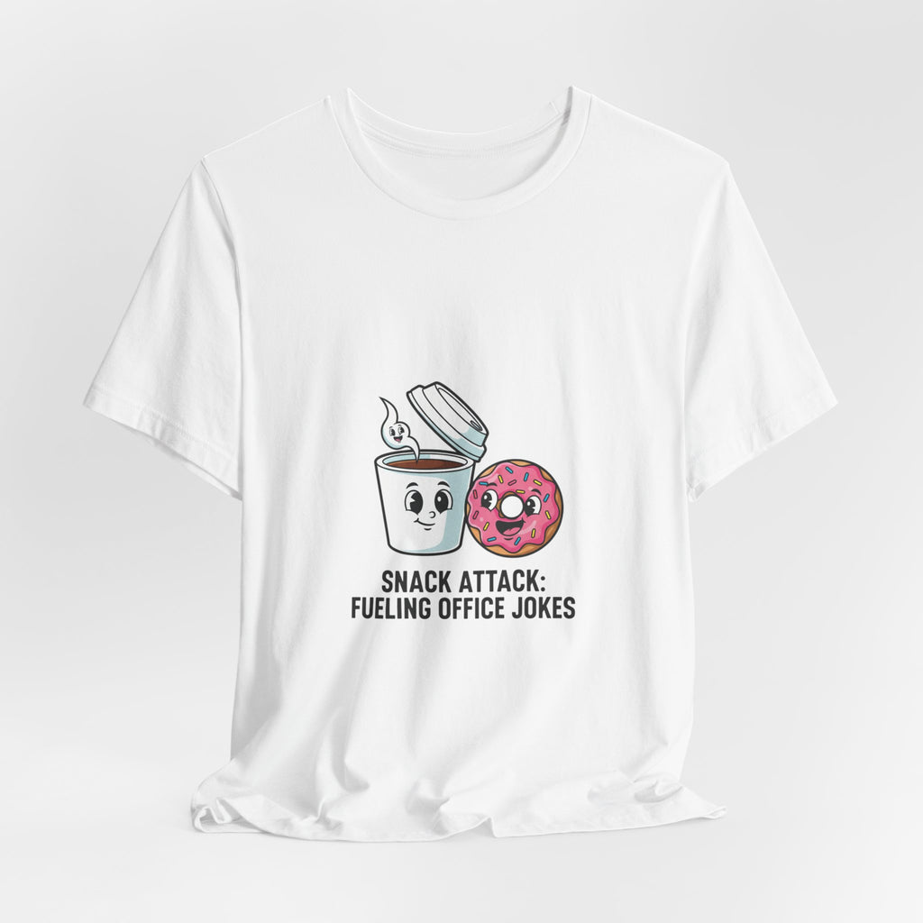 Snack Attack: Fueling Office Jokes Tee | office humor, coffee fuel