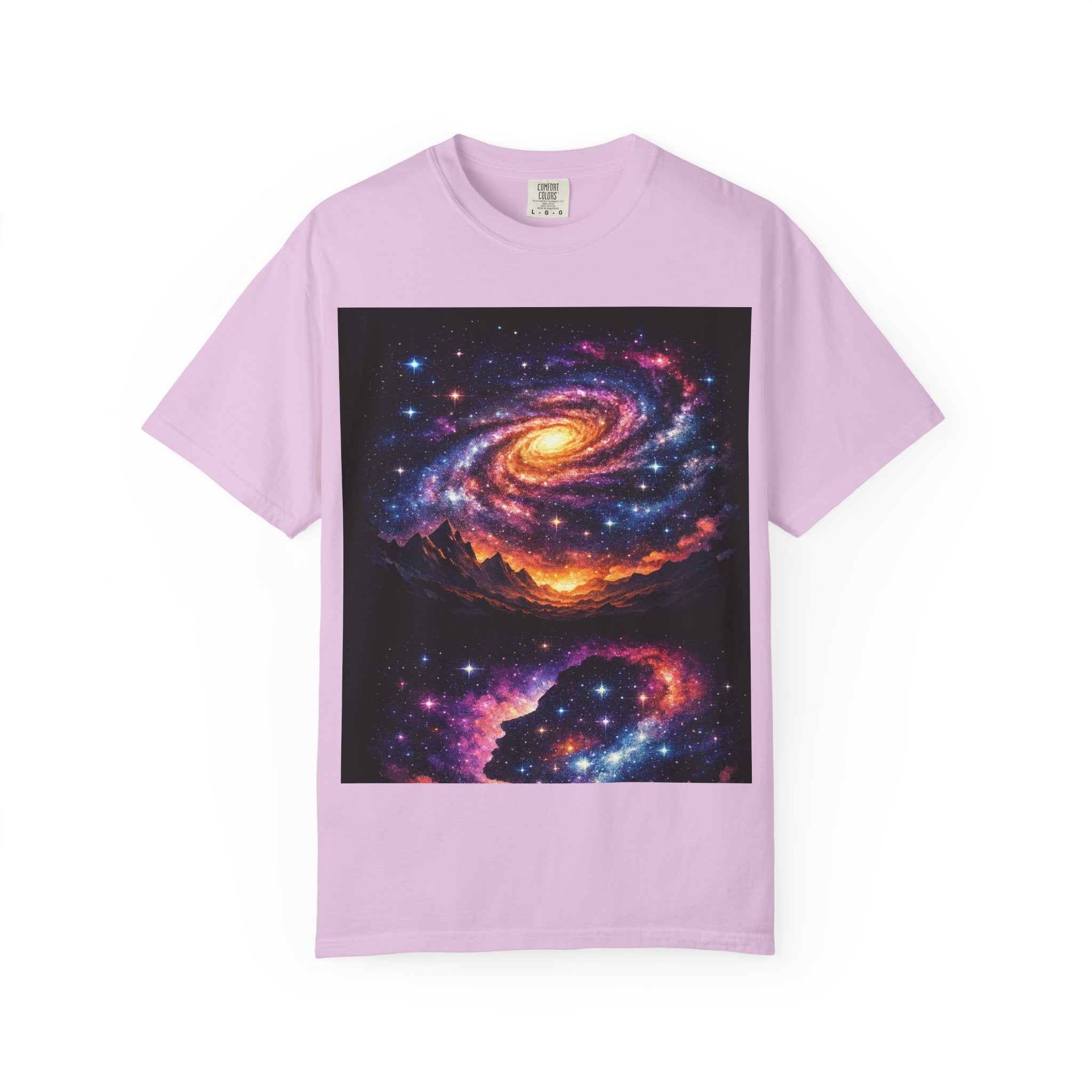 Cosmic Spiral Galaxy Over Mountain Silhouettes