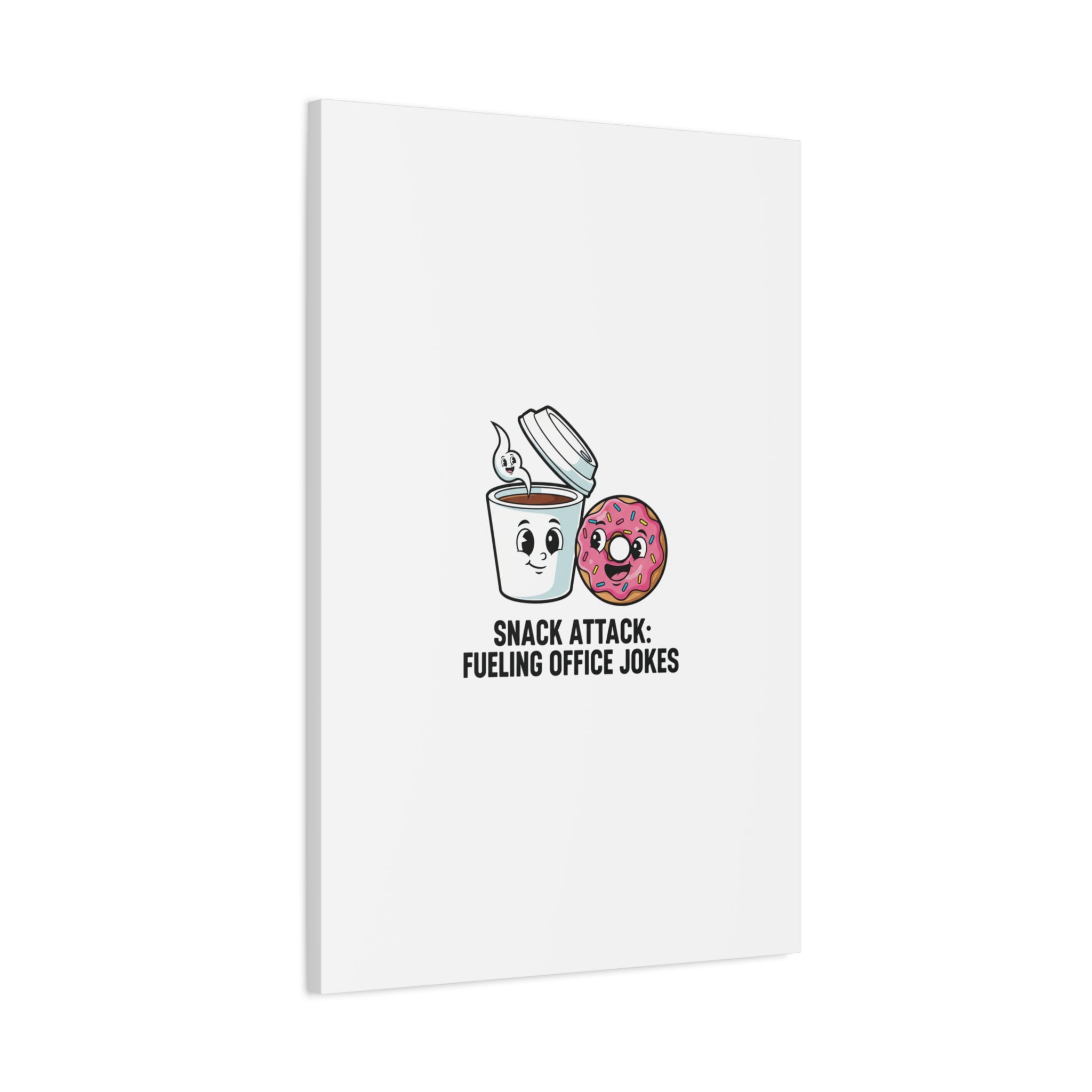 Snack Attack: Fueling Office Jokes Canvas | office humor, coffee fuel