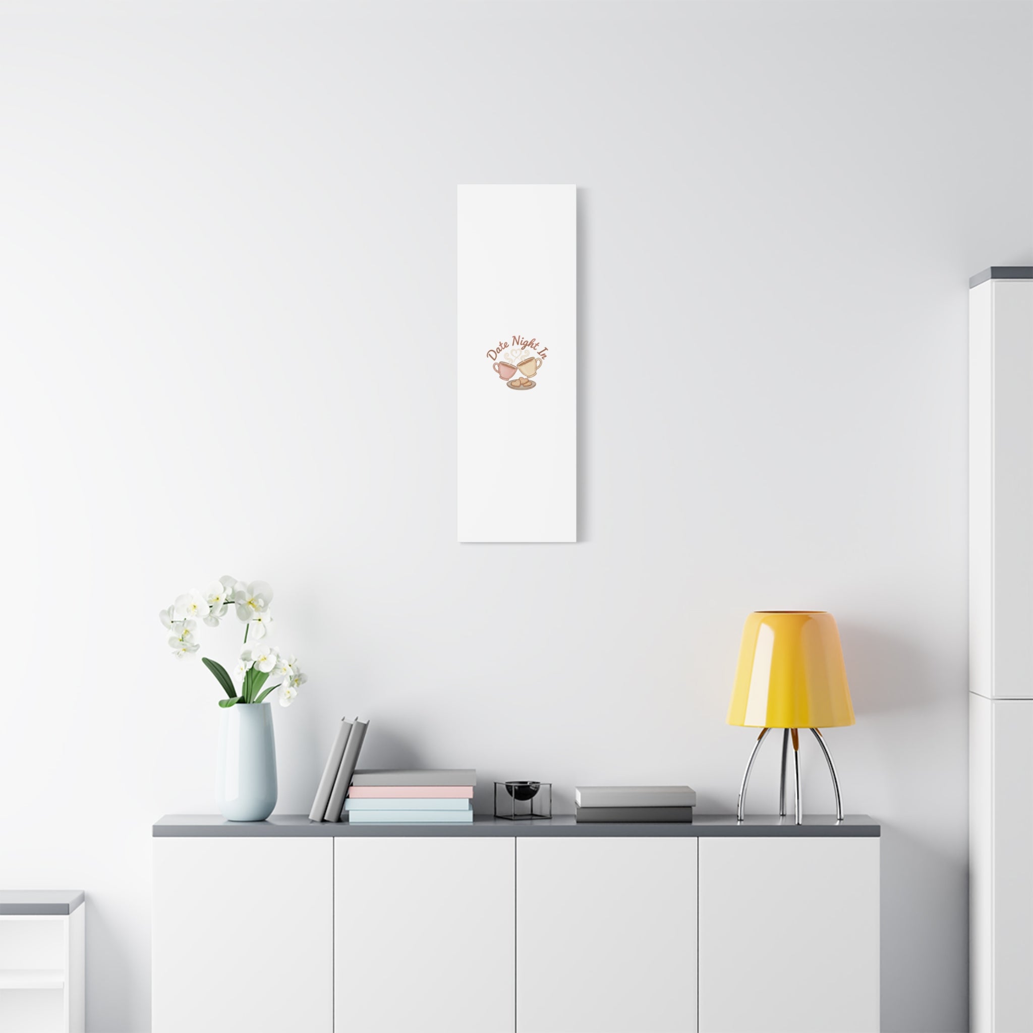 Date Night In Canvas, cozy couple, candlelit snuggle wall art