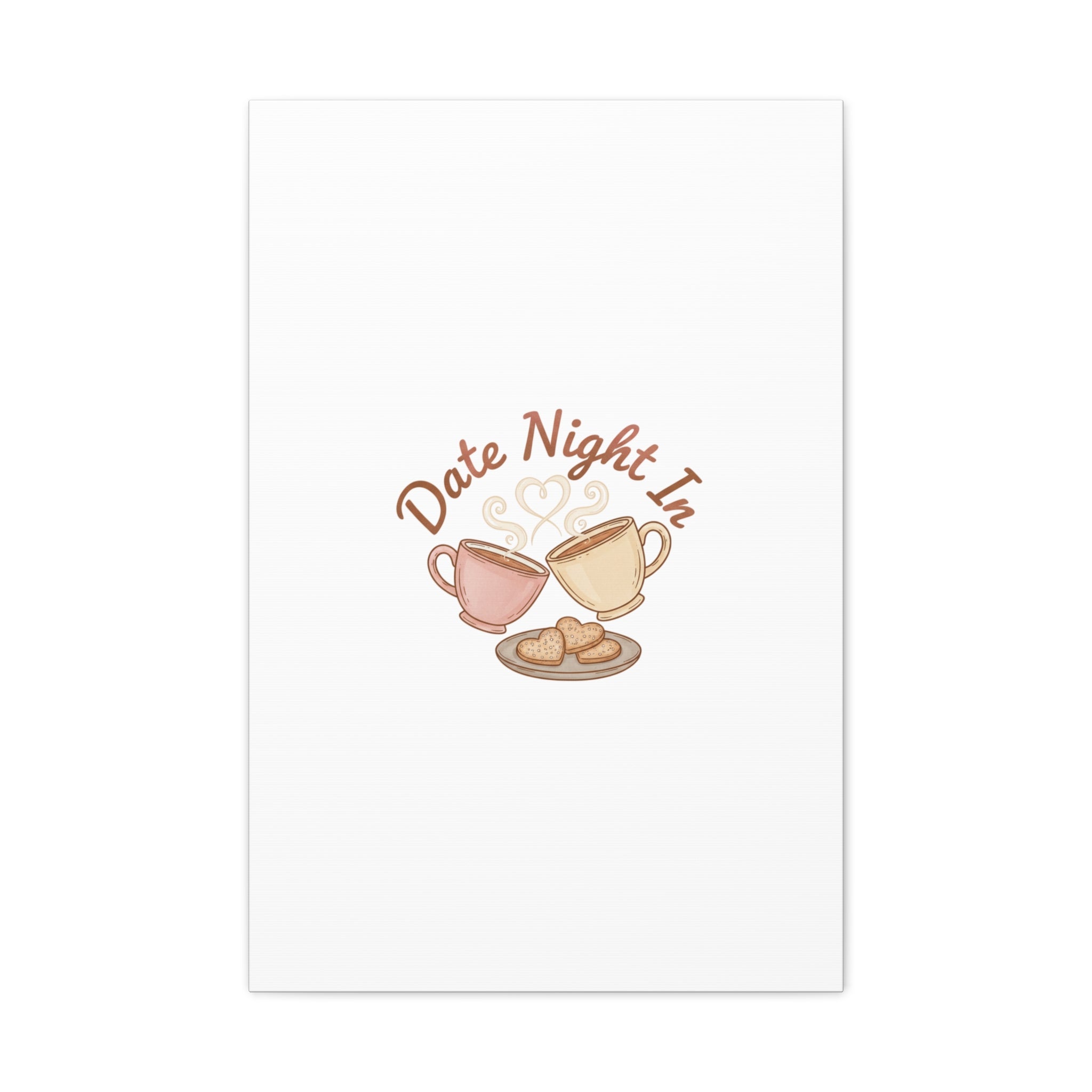 Date Night In Canvas, cozy couple, candlelit snuggle wall art