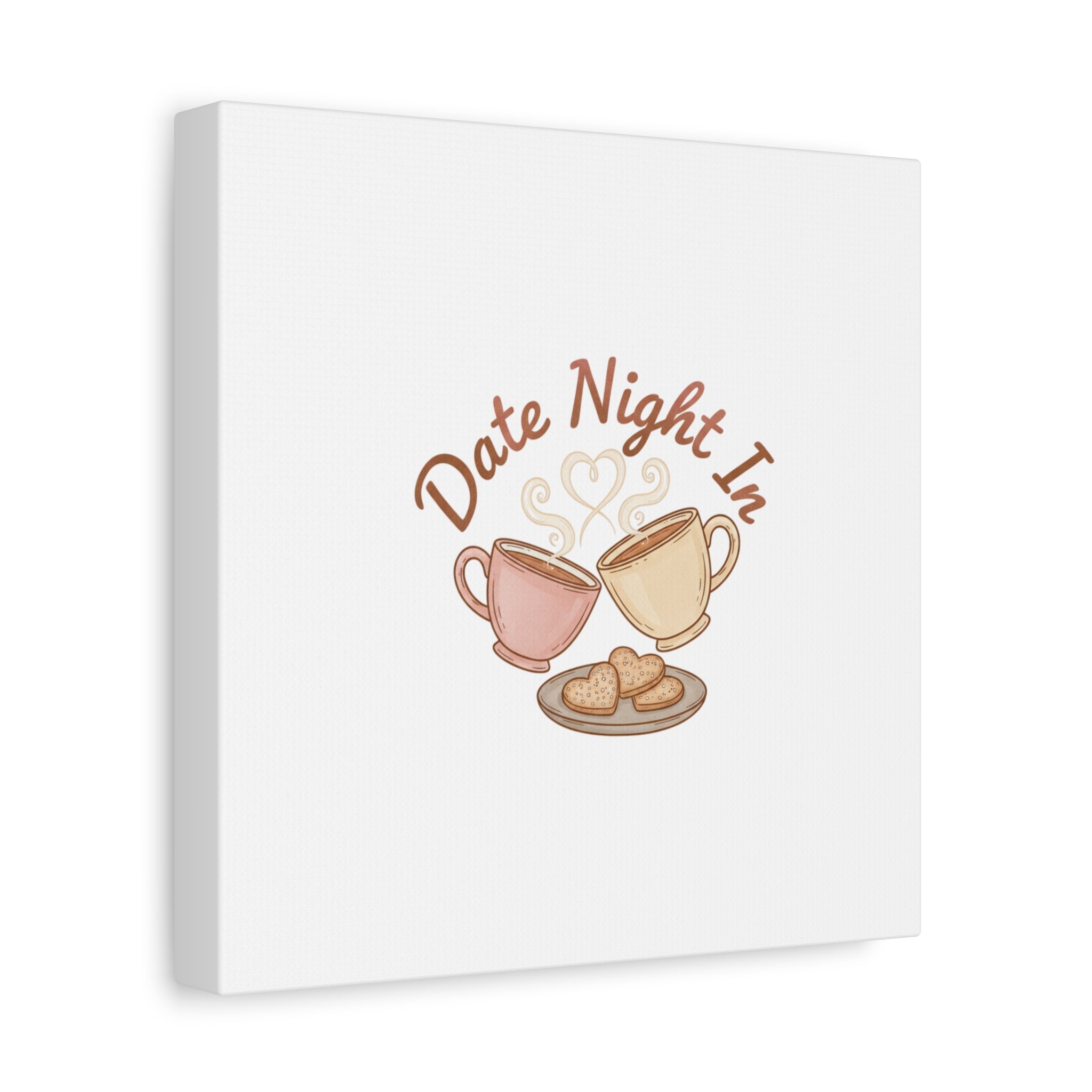 Date Night In Canvas, cozy couple, candlelit snuggle wall art