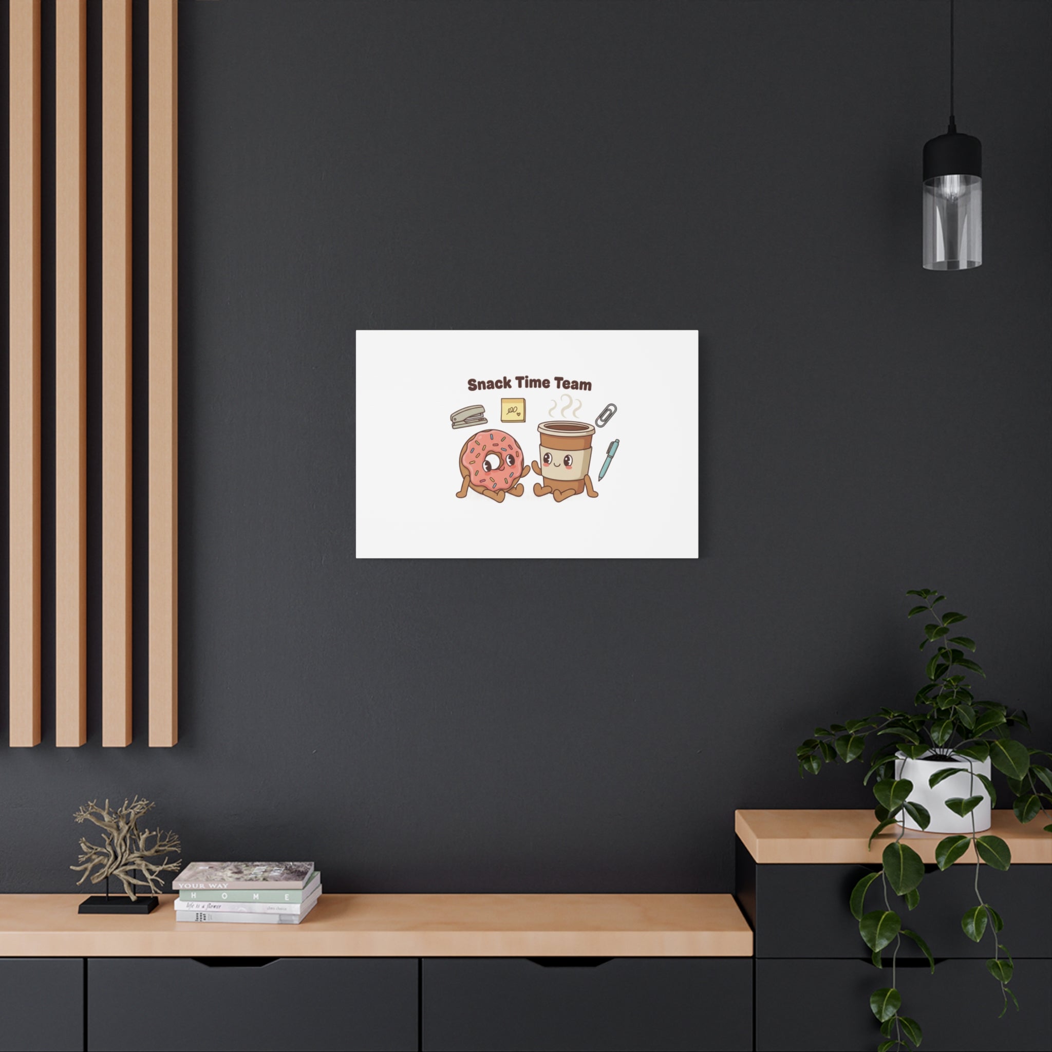 Snack Time Team Canvas | office humor, coffee fuel