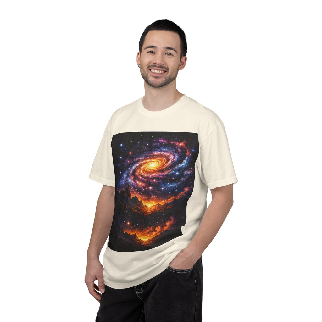 Spiral Galaxy Over Alien Mountains