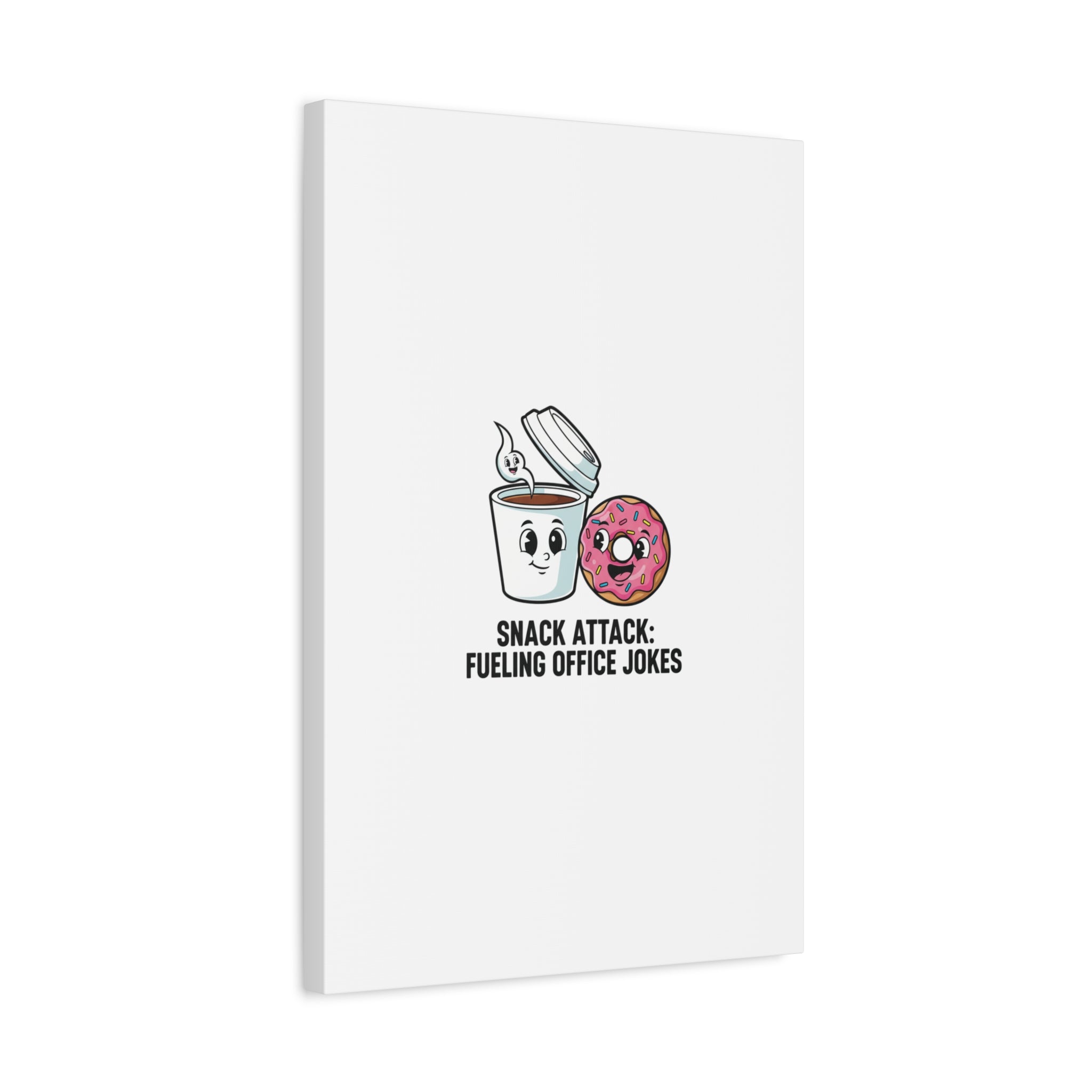 Snack Attack: Fueling Office Jokes Canvas | office humor, coffee fuel
