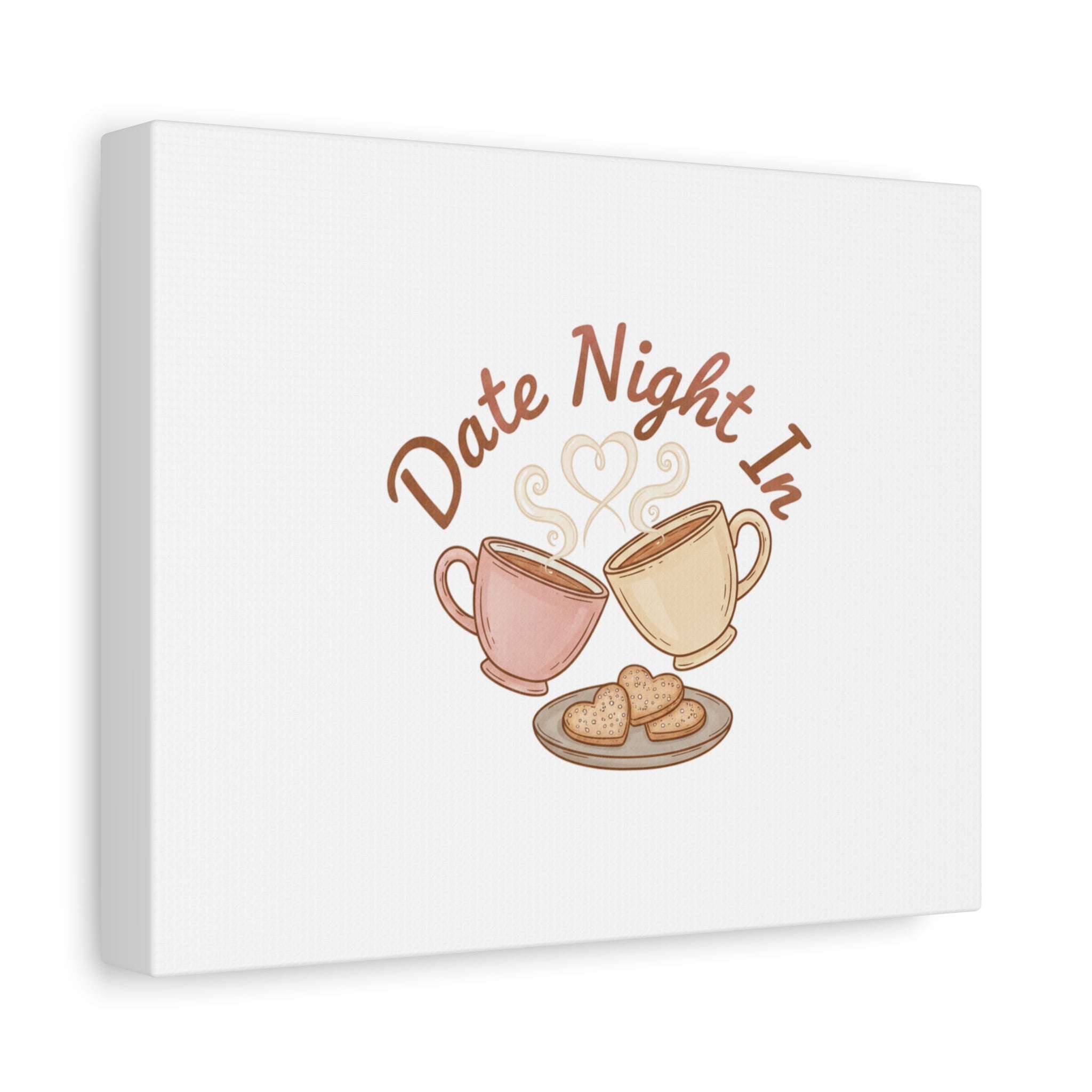 Date Night In Canvas, cozy couple, candlelit snuggle wall art