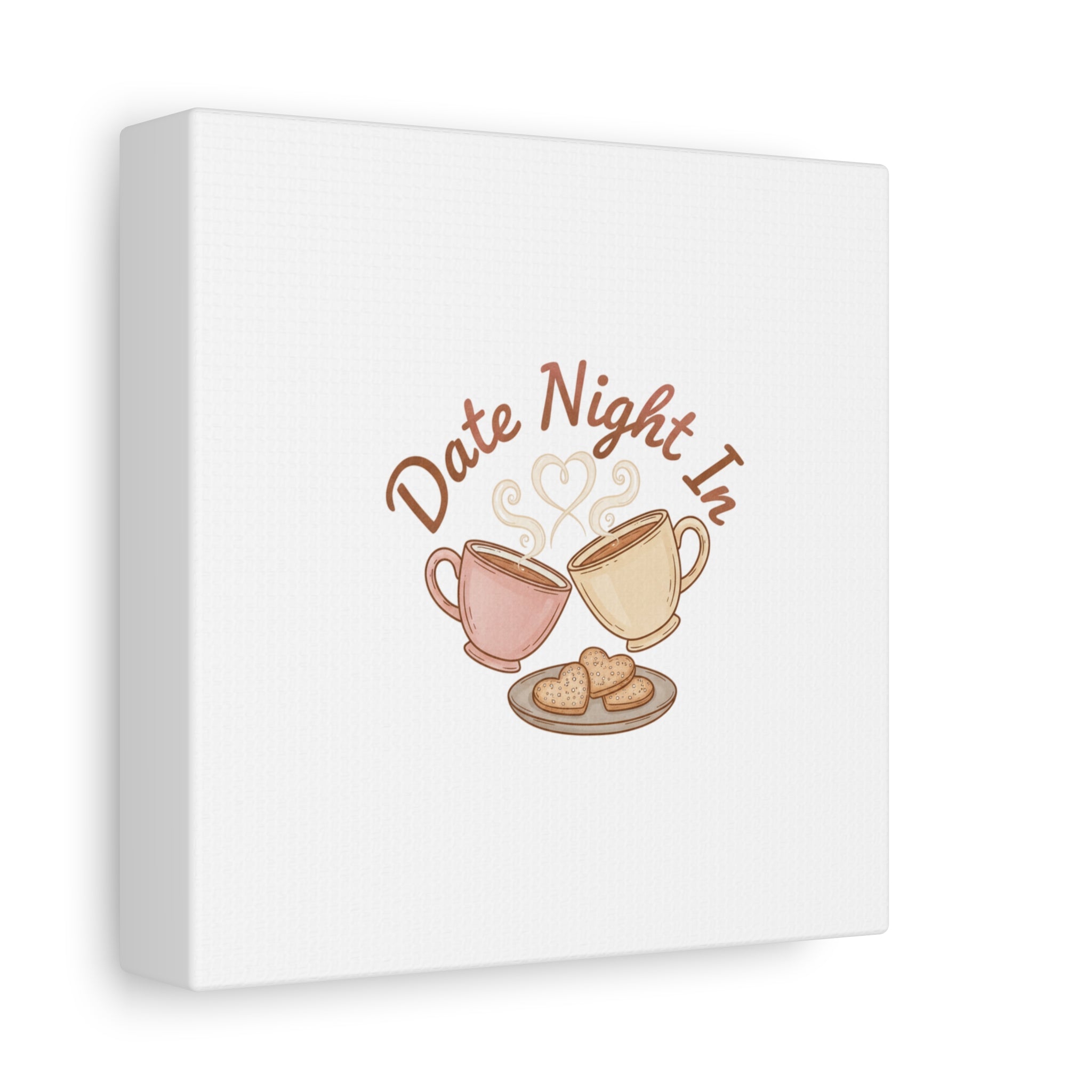 Date Night In Canvas, cozy couple, candlelit snuggle wall art