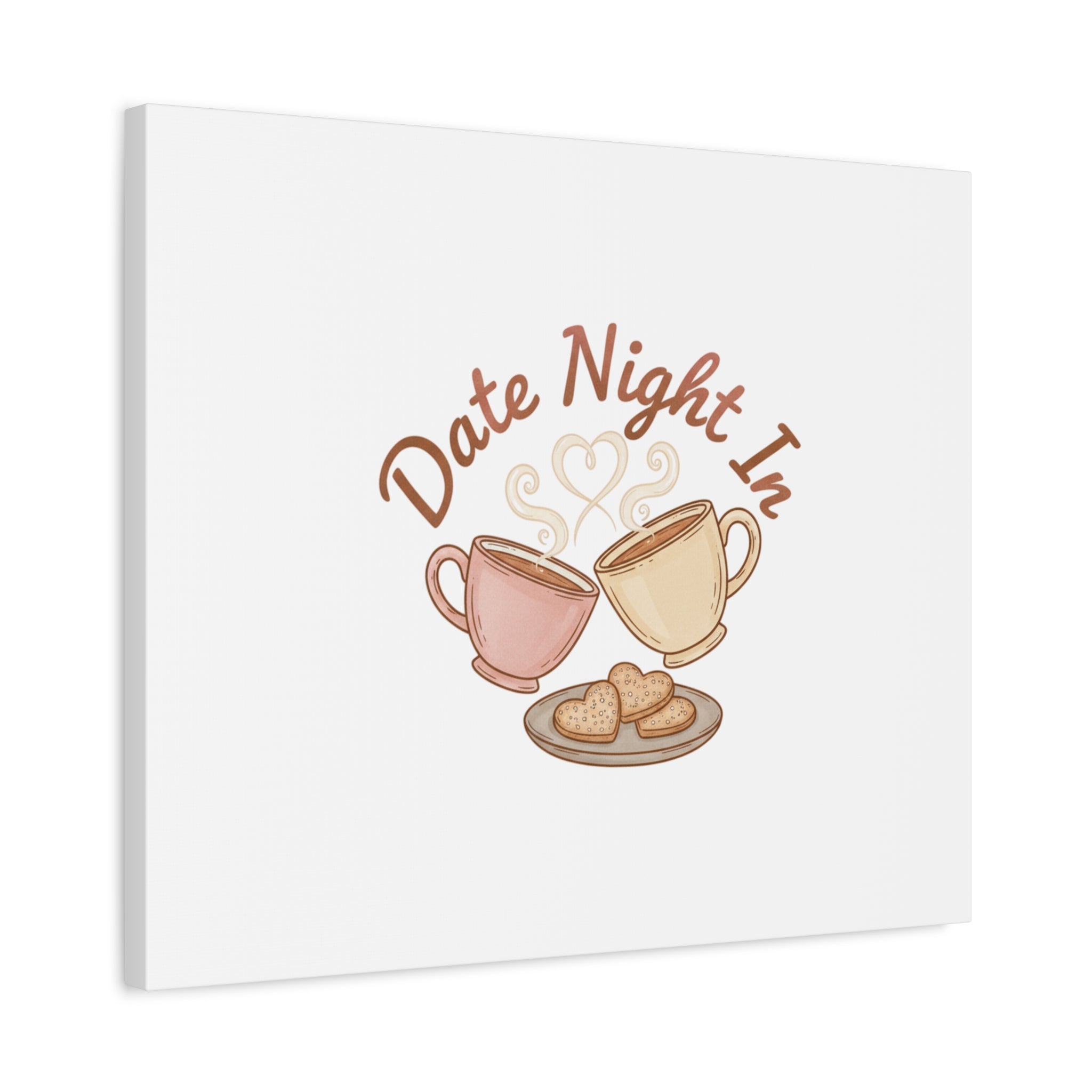 Date Night In Canvas, cozy couple, candlelit snuggle wall art