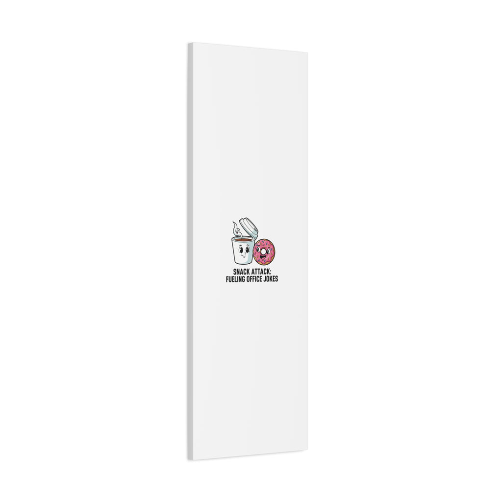 Snack Attack: Fueling Office Jokes Canvas | office humor, coffee fuel