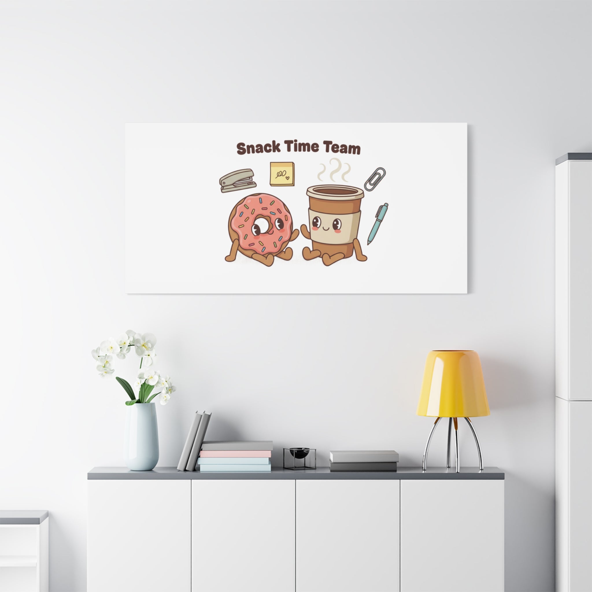 Snack Time Team Canvas | office humor, coffee fuel