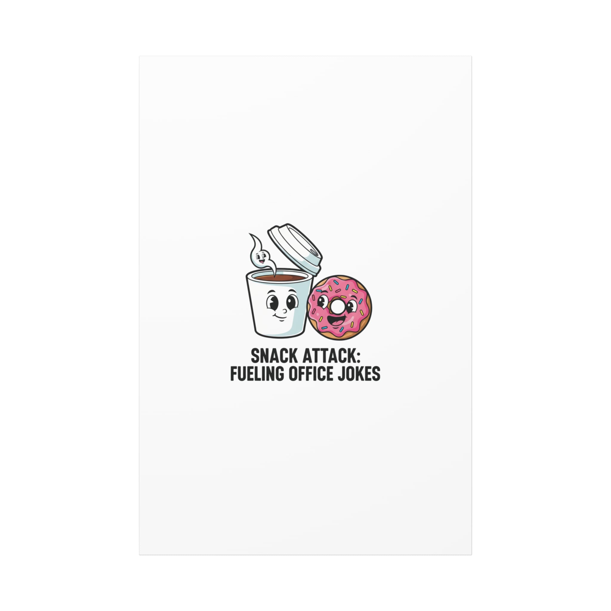 Snack Attack: Fueling Office Jokes Canvas | office humor, coffee fuel