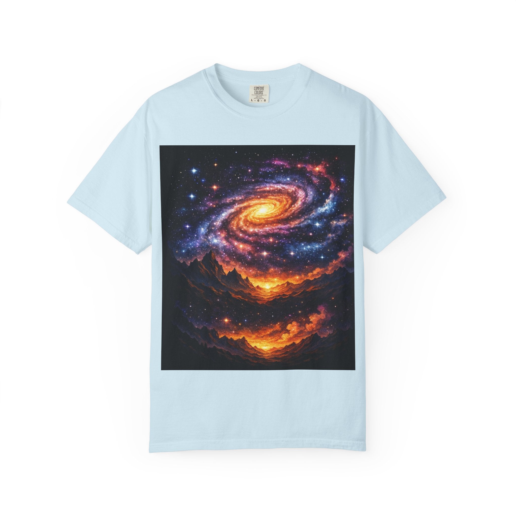 Spiral Galaxy Over Alien Mountains