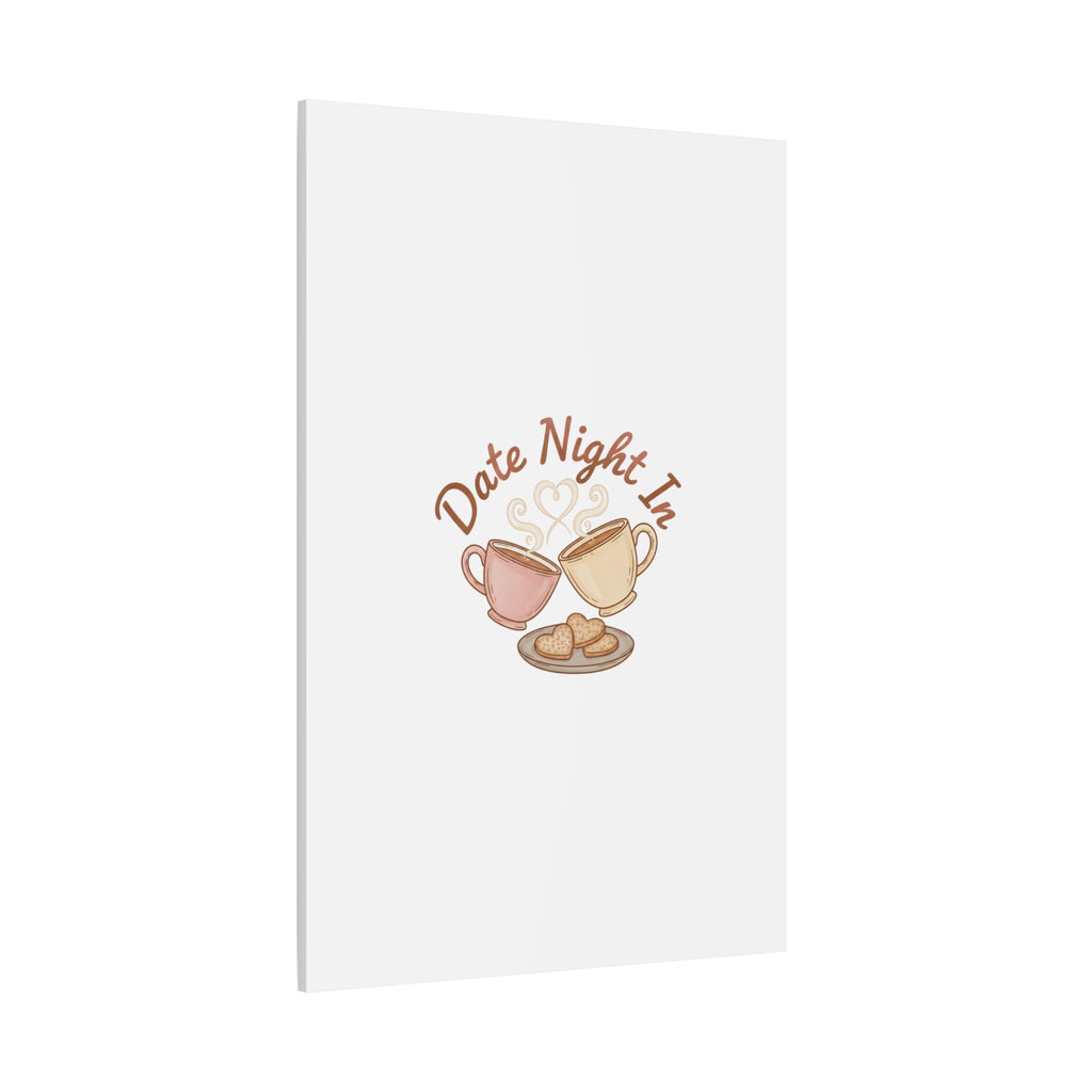 Date Night In Canvas, cozy couple, candlelit snuggle wall art