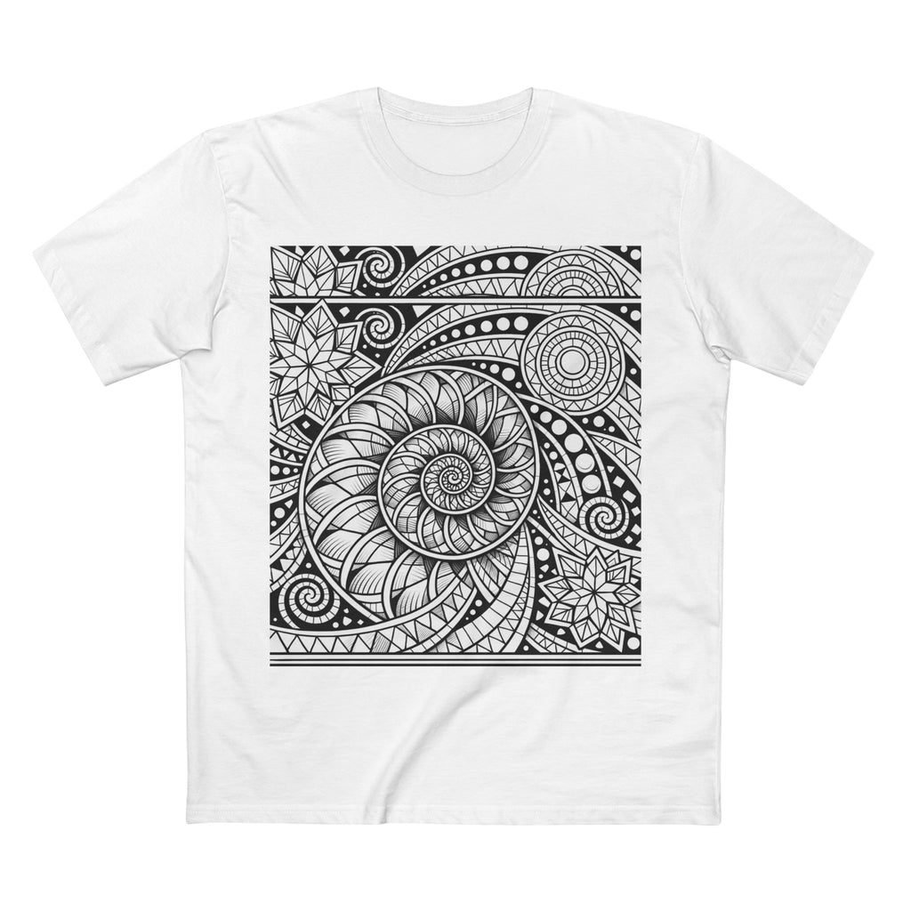 Spiral Mandala Tee — Intricate Black & White Zentangle T-Shirt