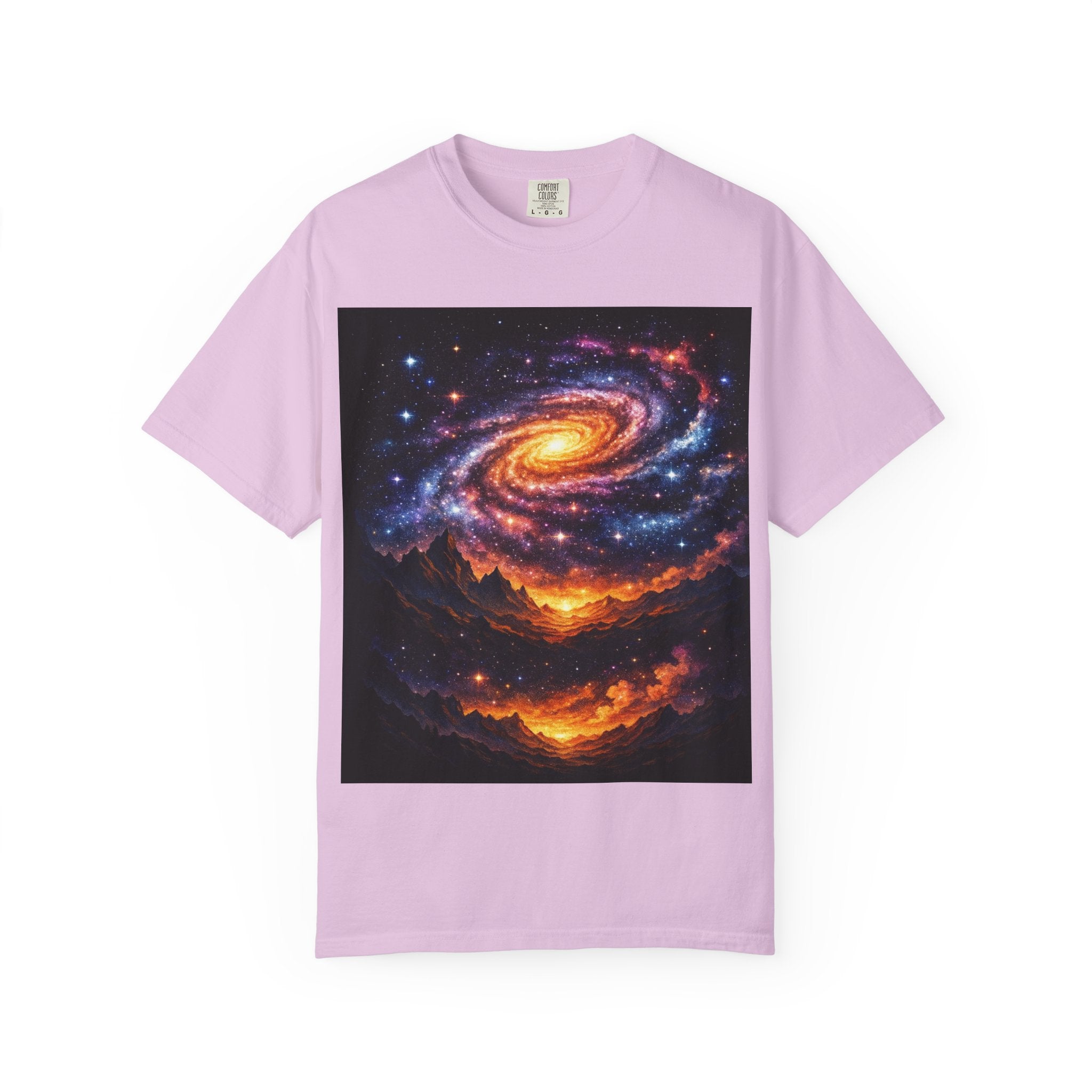 Spiral Galaxy Over Alien Mountains