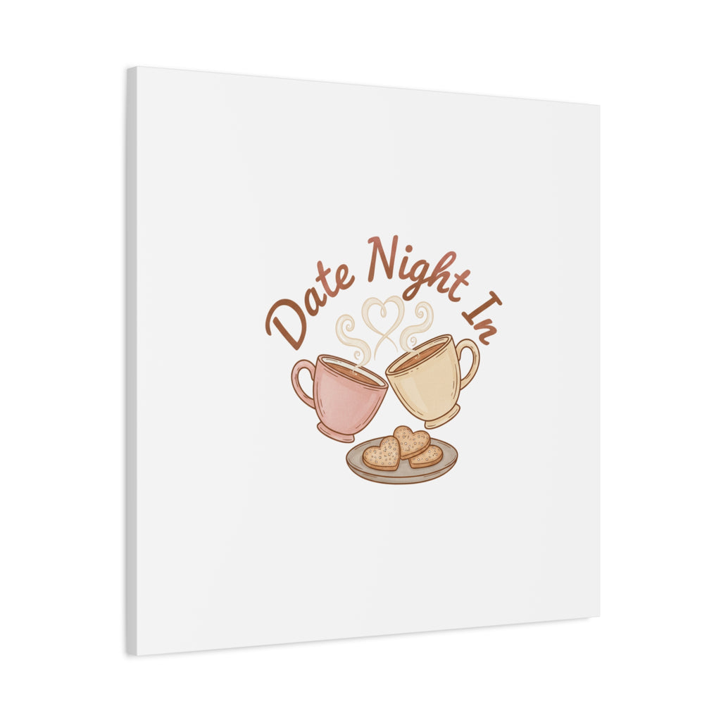 Date Night In Canvas, cozy couple, candlelit snuggle wall art
