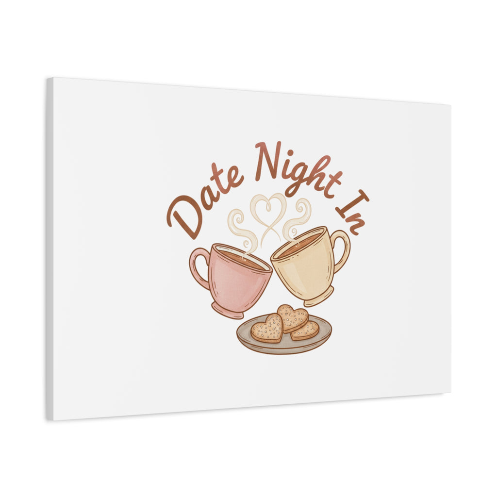 Date Night In Canvas, cozy couple, candlelit snuggle wall art