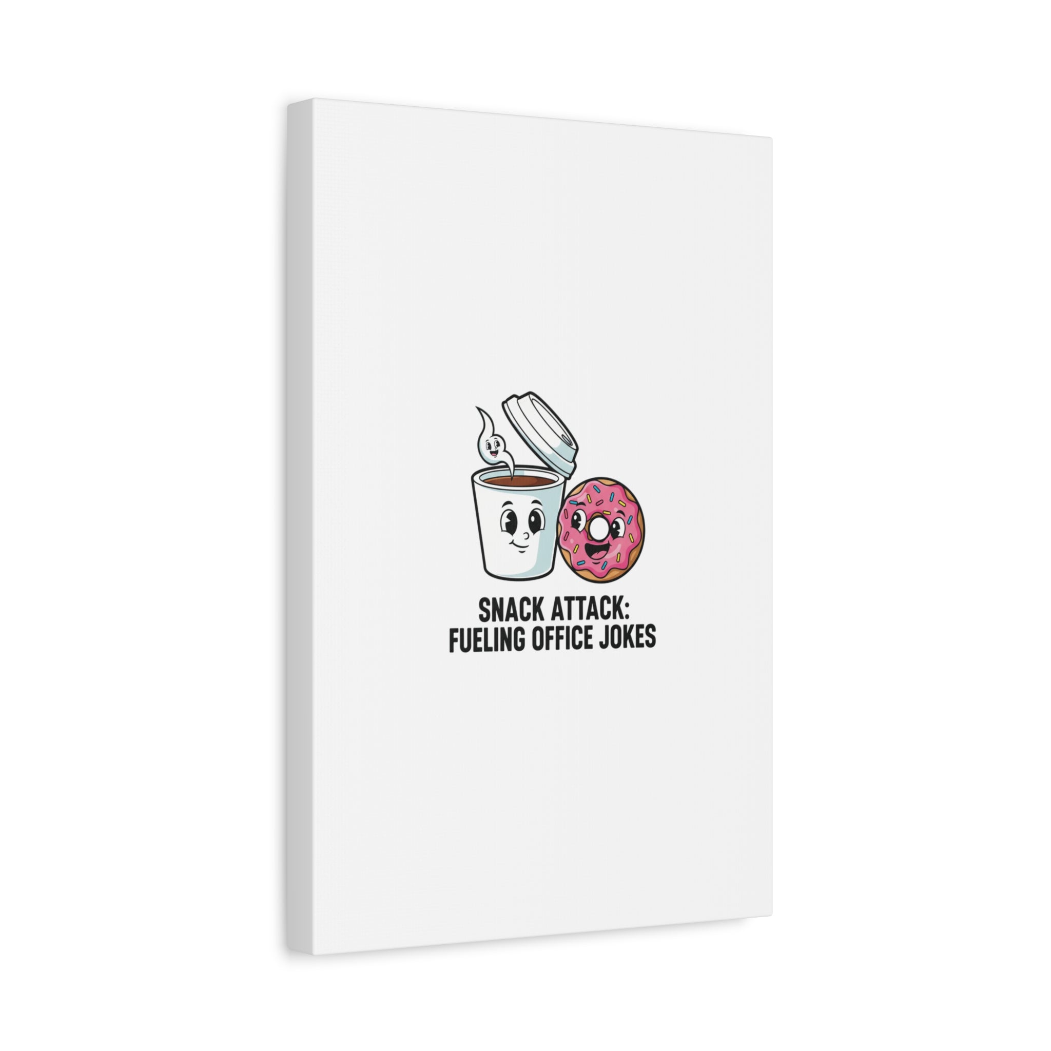 Snack Attack: Fueling Office Jokes Canvas | office humor, coffee fuel