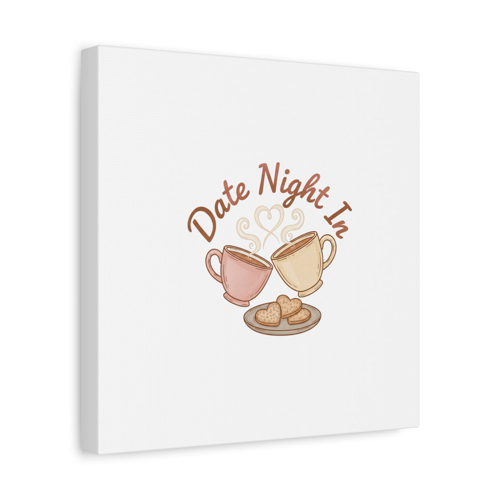 Date Night In Canvas, cozy couple, candlelit snuggle wall art