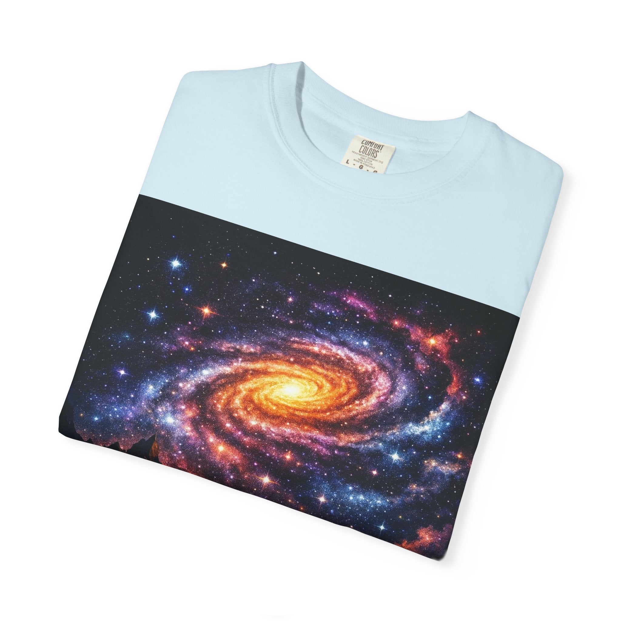 Spiral Galaxy Over Alien Mountains