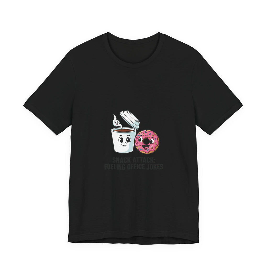 Snack Attack: Fueling Office Jokes Tee | office humor, coffee fuel