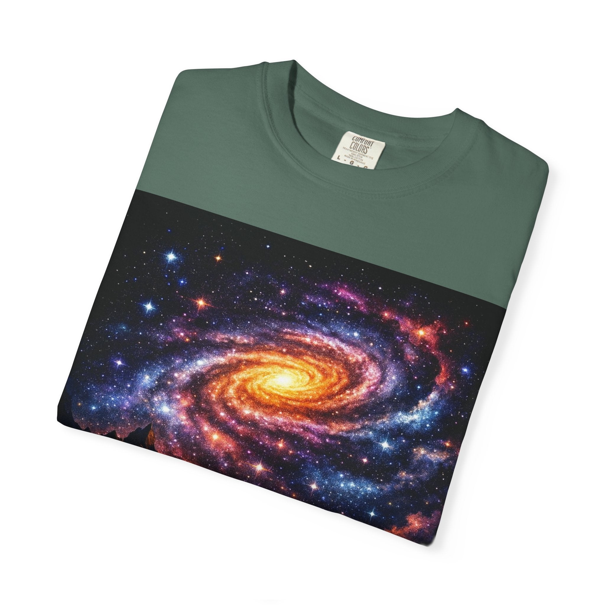 Spiral Galaxy Over Alien Mountains