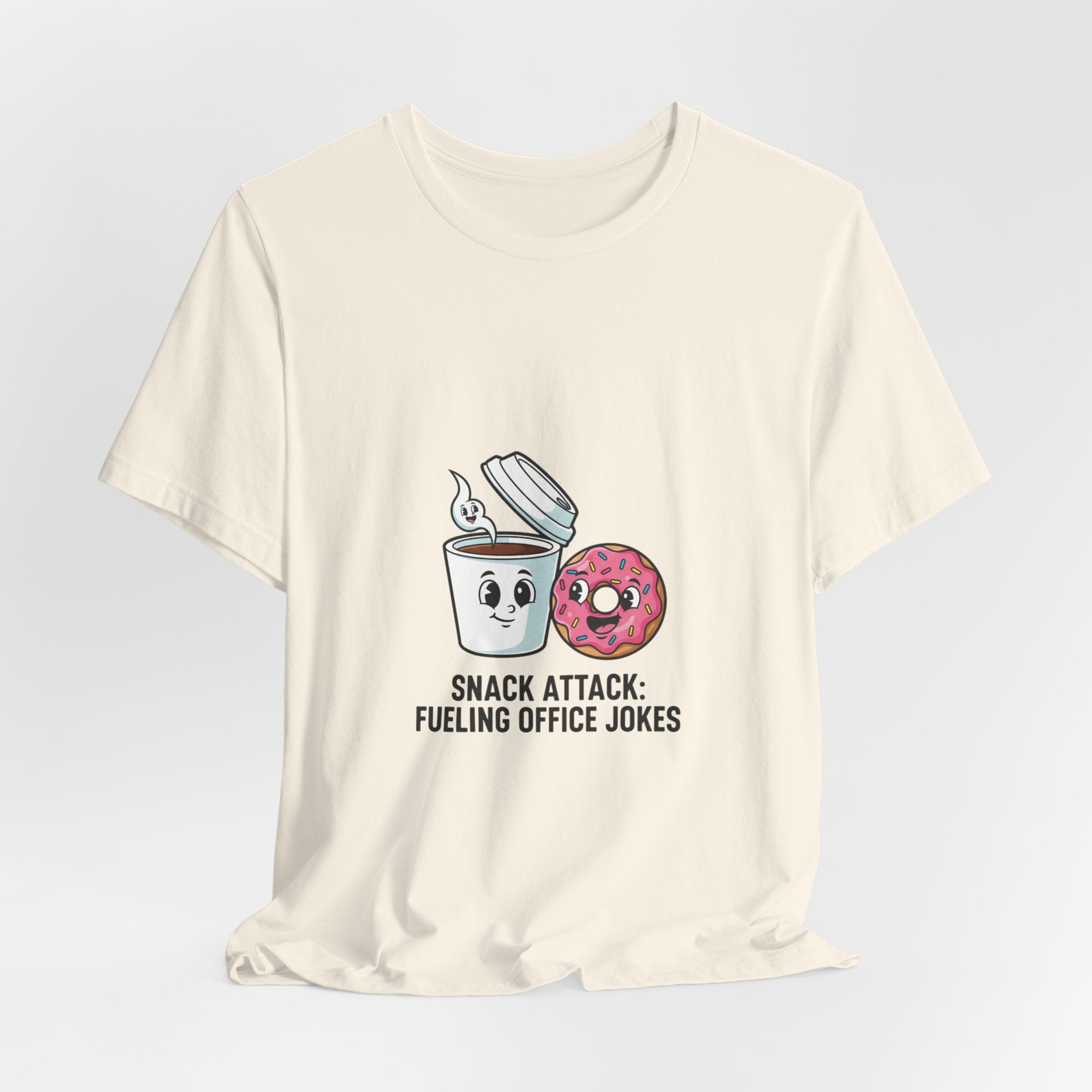Snack Attack: Fueling Office Jokes Tee | office humor, coffee fuel